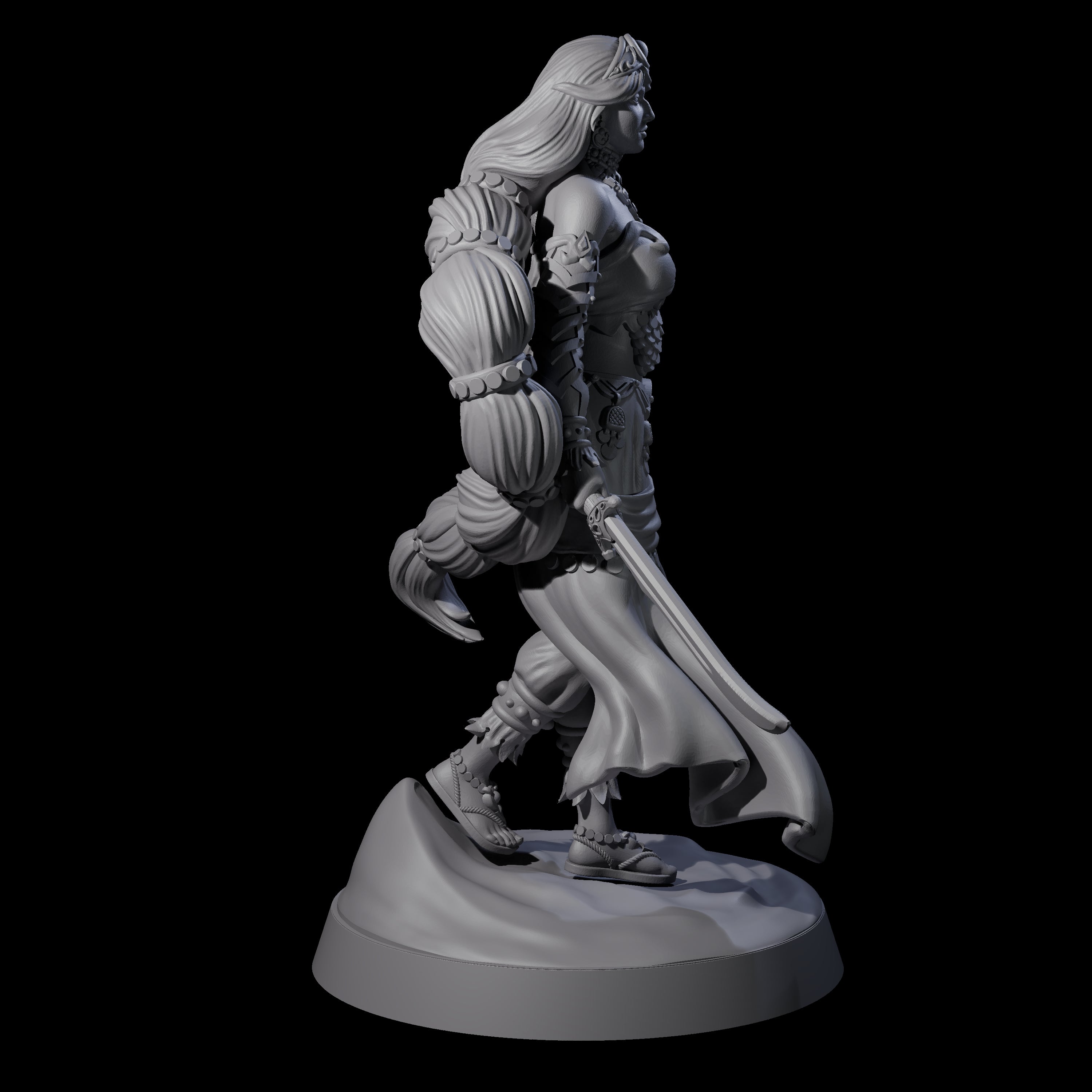 Big Hair Princess Miniature for Dungeons and Dragons, Pathfinder or other TTRPGs