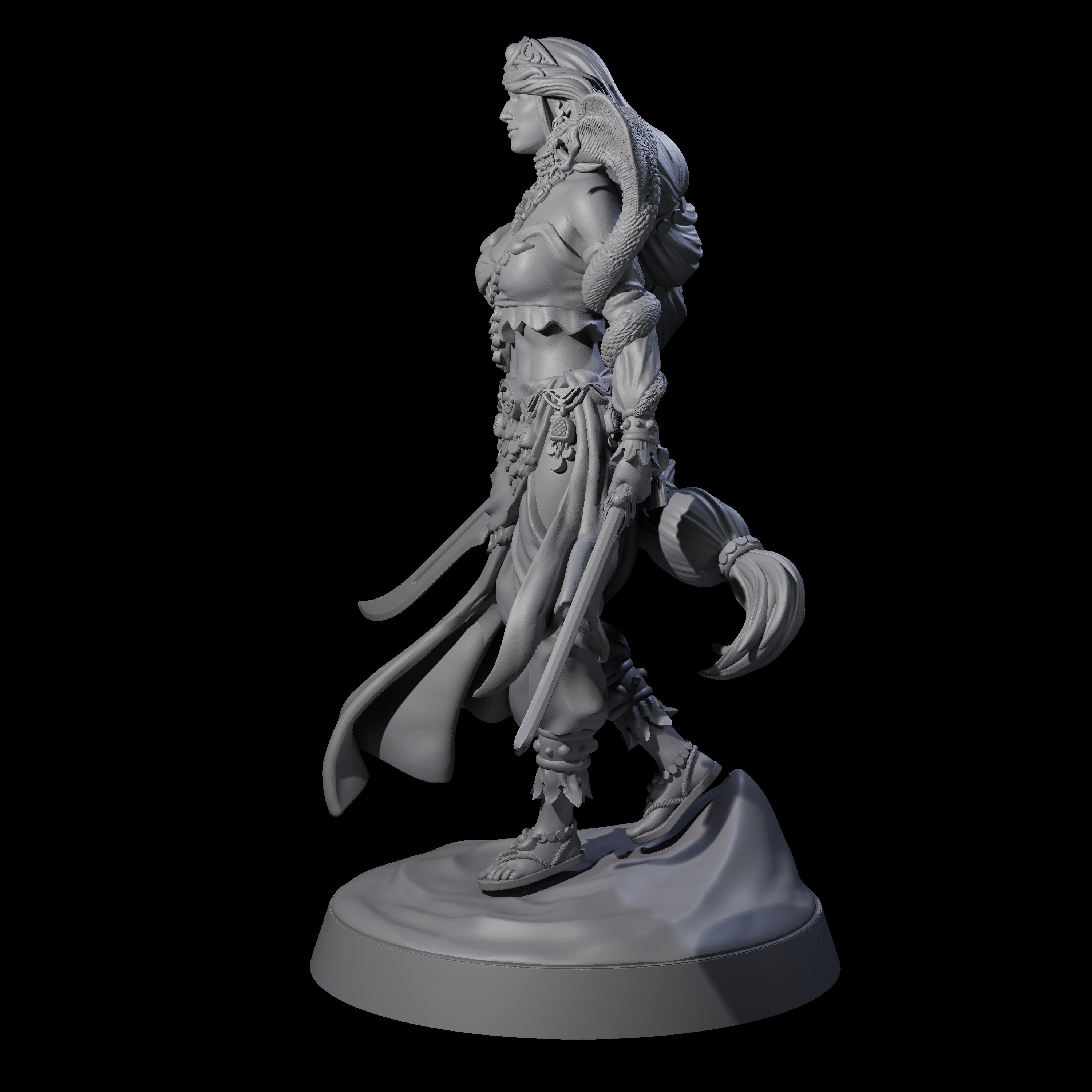 Big Hair Princess Miniature for Dungeons and Dragons, Pathfinder or other TTRPGs