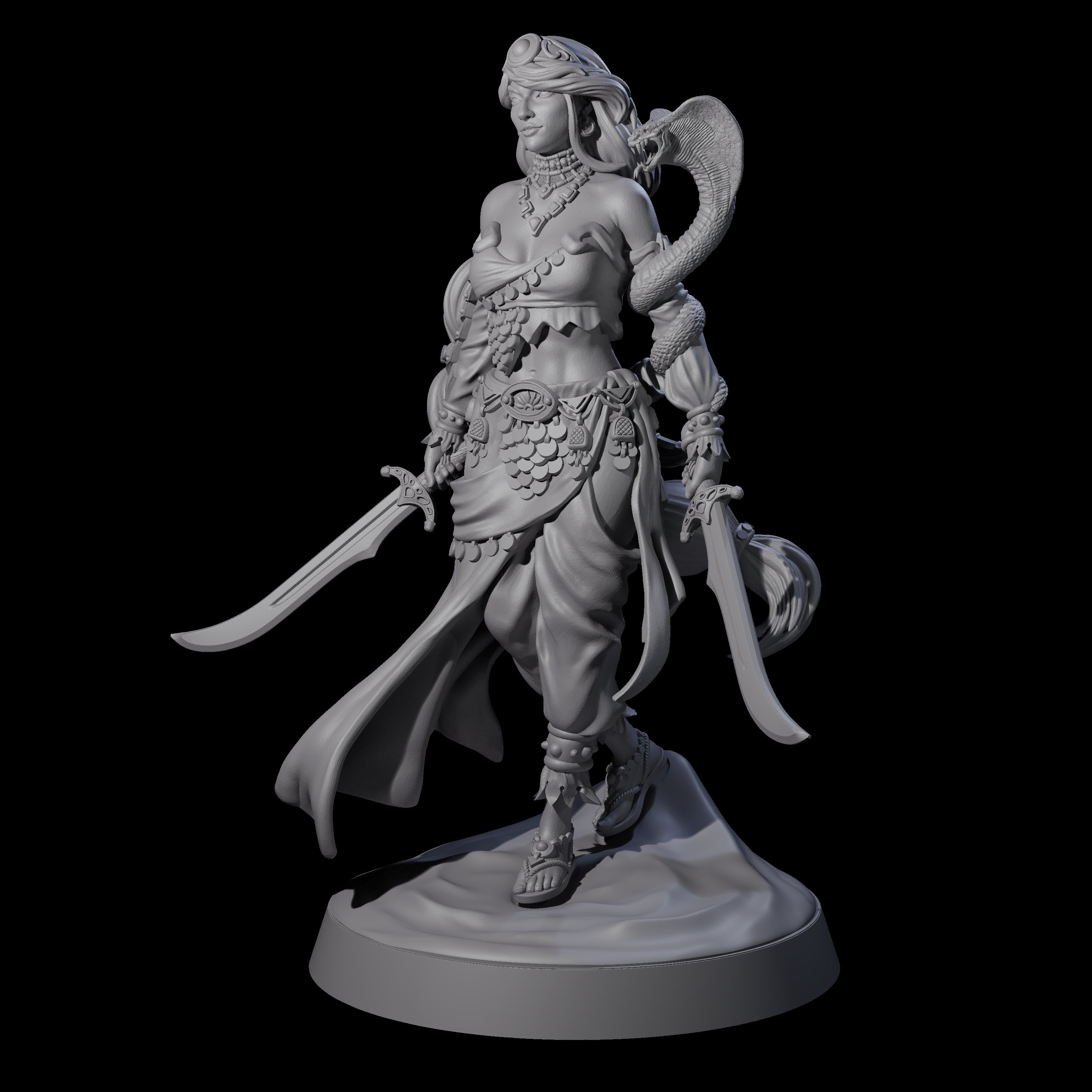 Big Hair Princess Miniature for Dungeons and Dragons, Pathfinder or other TTRPGs