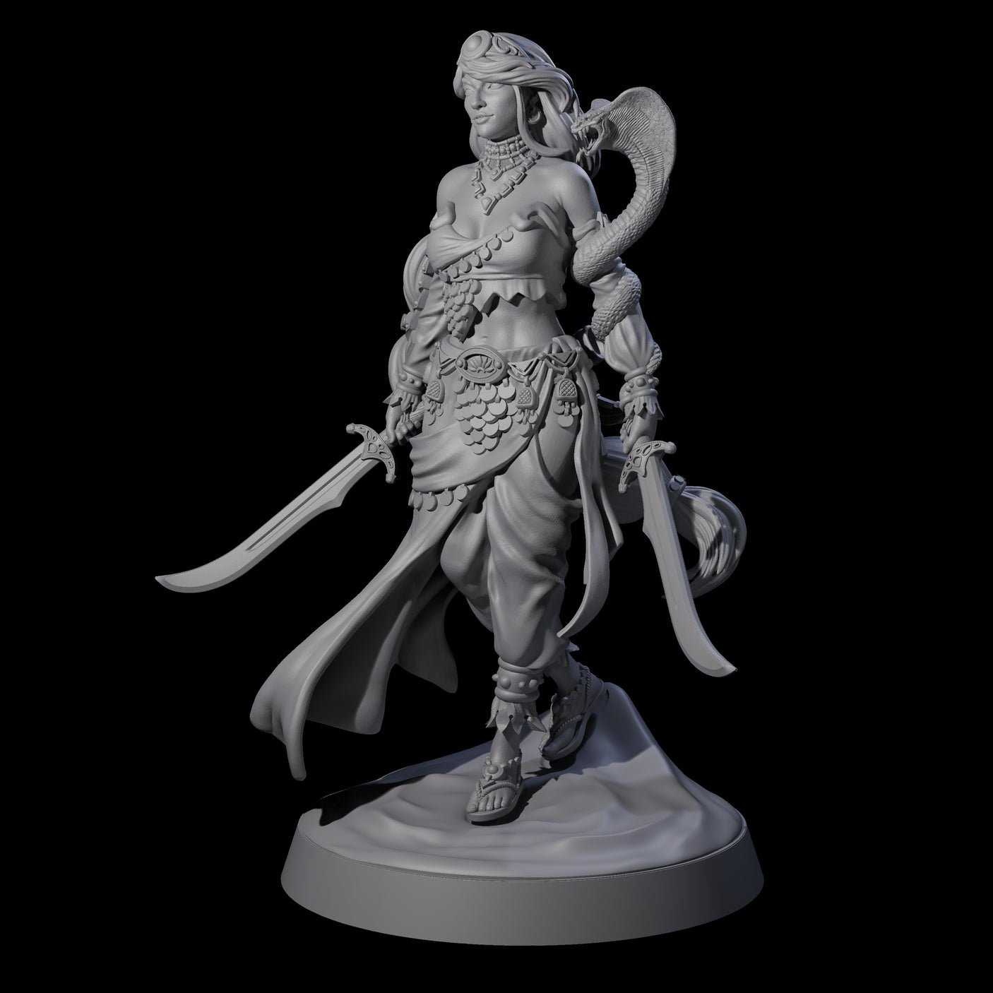 Big Hair Princess Miniature for Dungeons and Dragons, Pathfinder or other TTRPGs