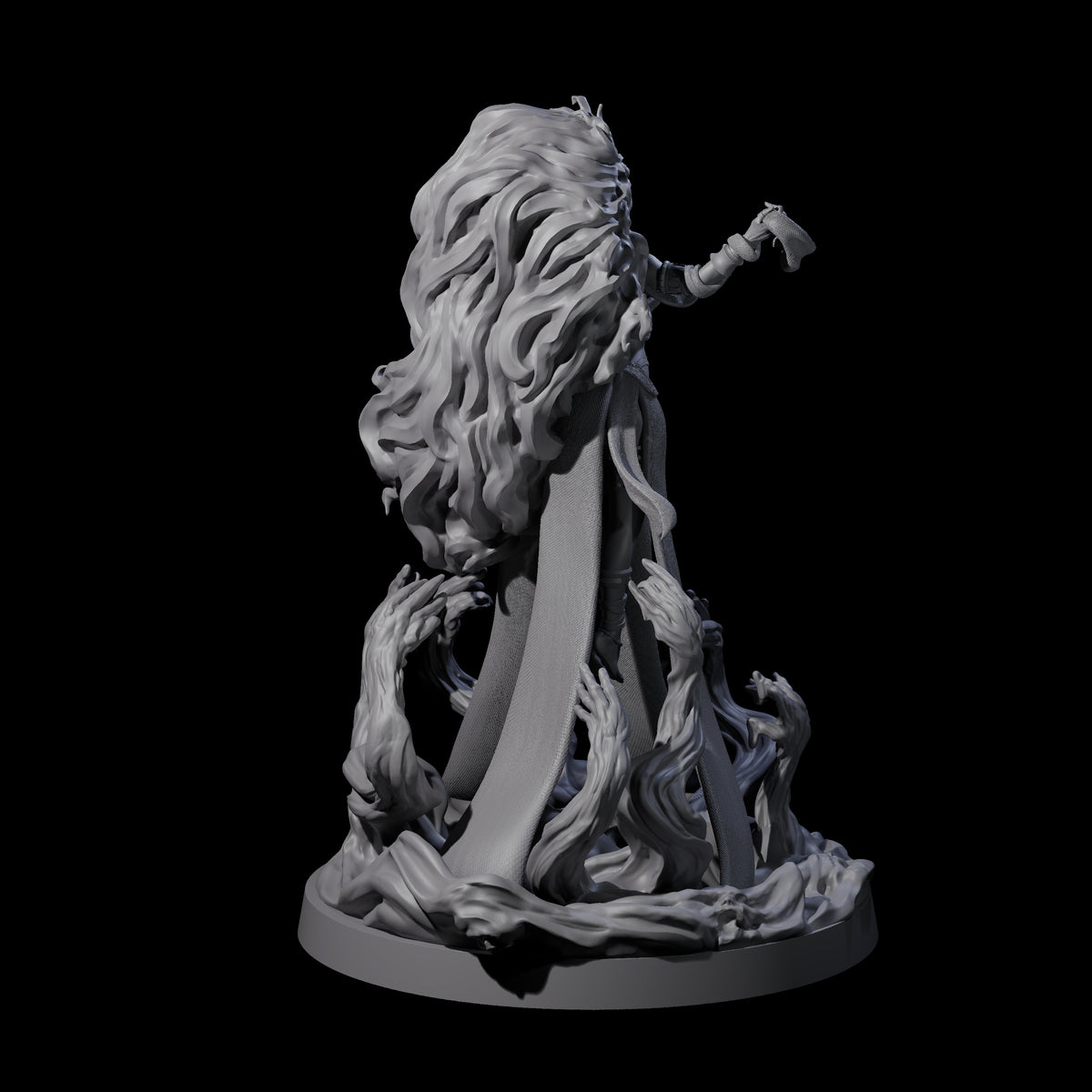 Big Hair Witch Queen Miniature for Dungeons and Dragons, Pathfinder or other TTRPGs