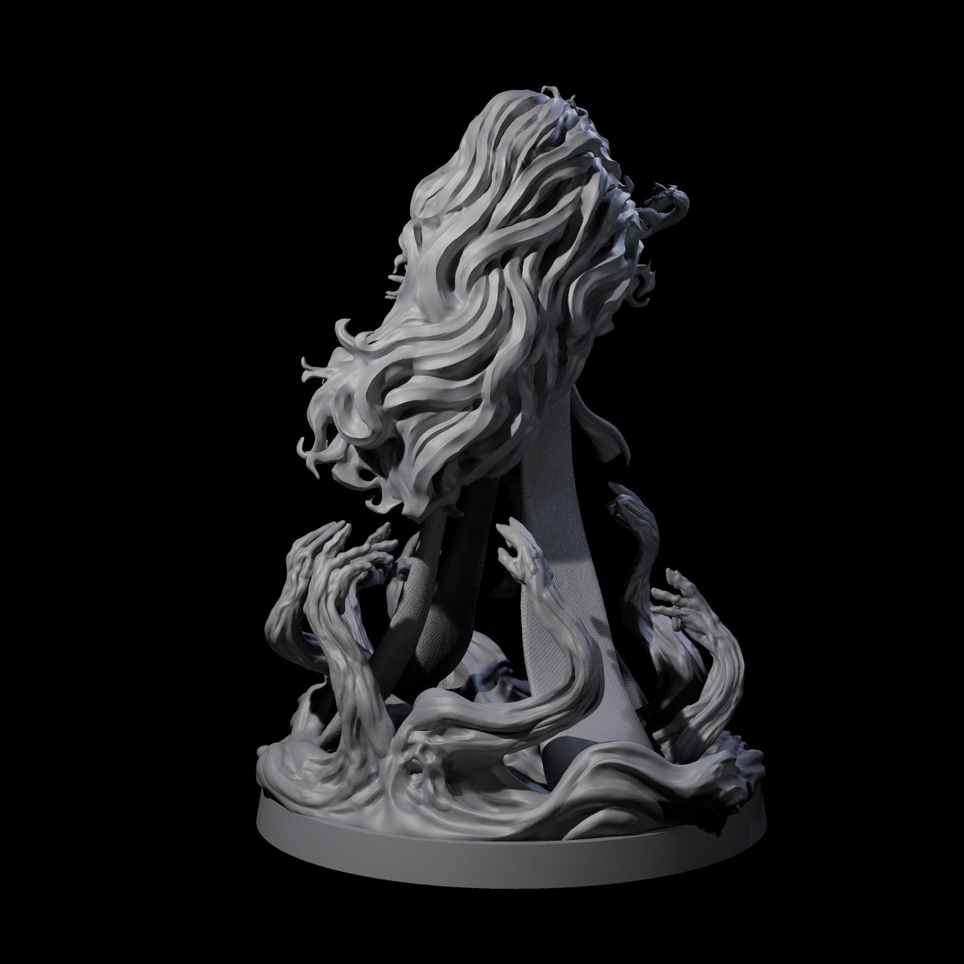 Big Hair Witch Queen Miniature for Dungeons and Dragons, Pathfinder or other TTRPGs
