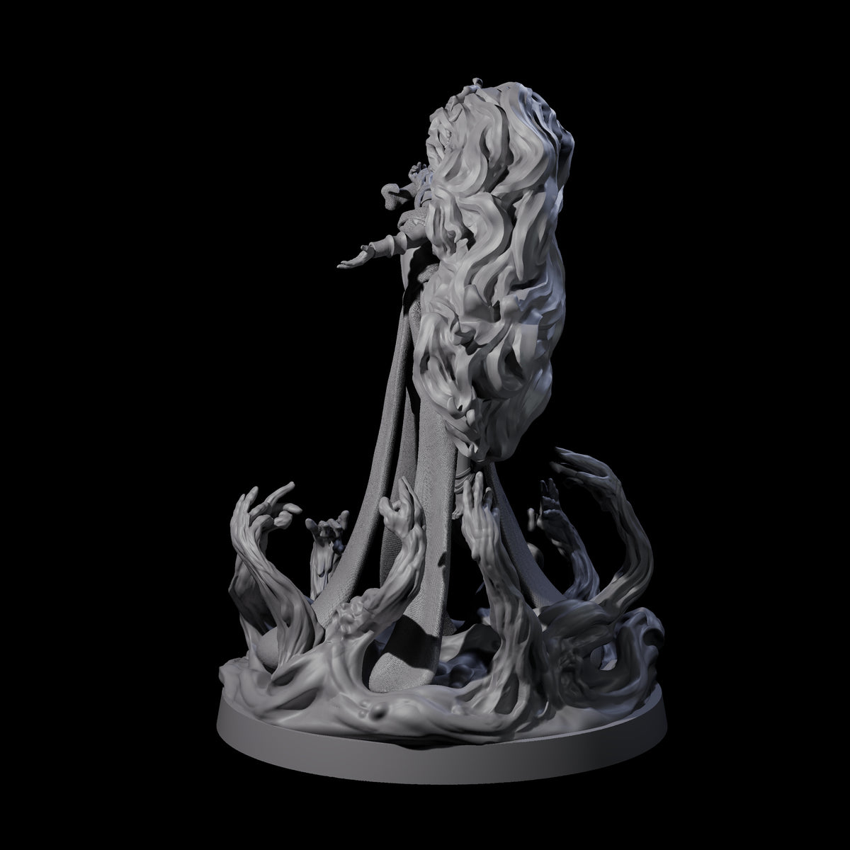 Big Hair Witch Queen Miniature for Dungeons and Dragons, Pathfinder or other TTRPGs