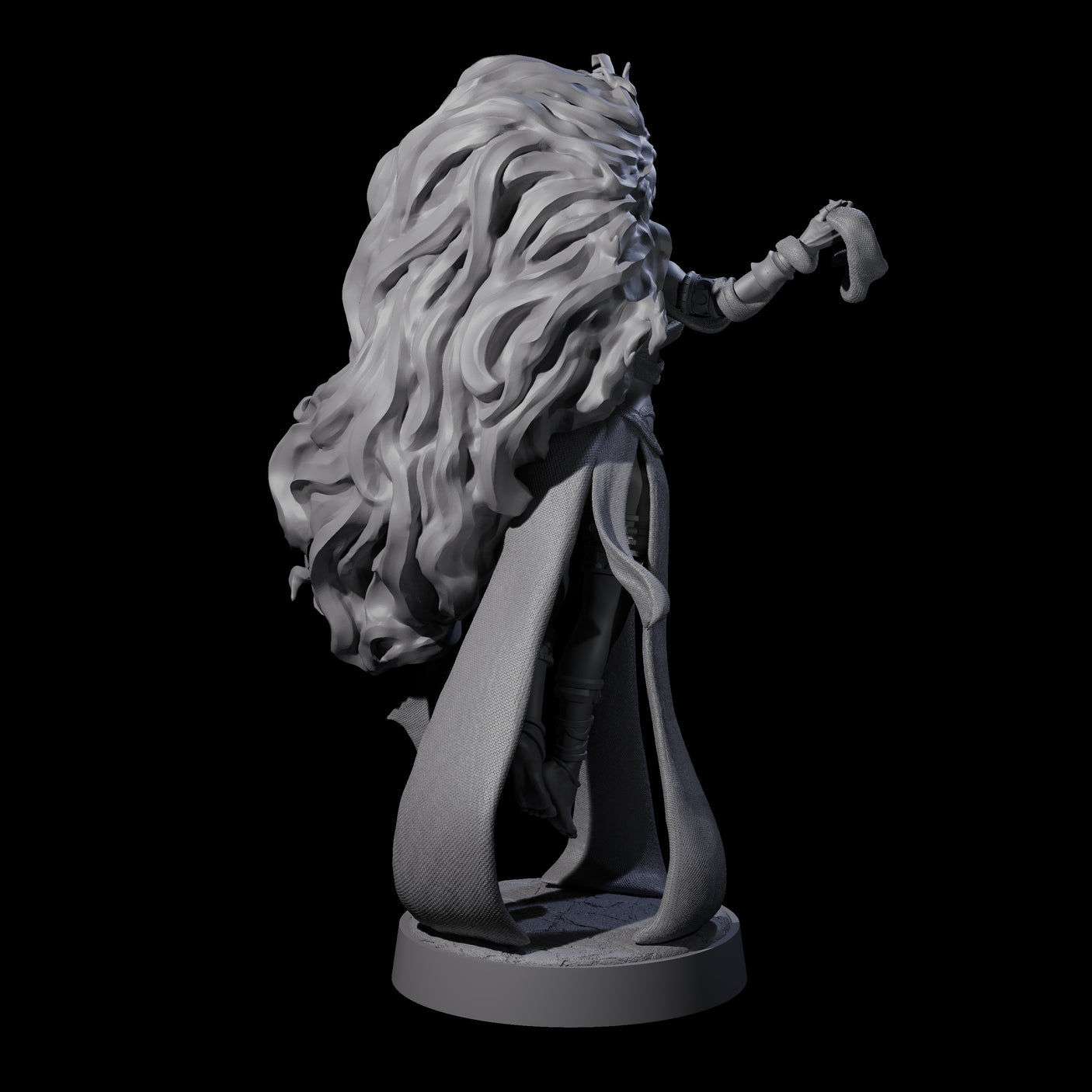 Big Hair Witch Queen Miniature for Dungeons and Dragons, Pathfinder or other TTRPGs