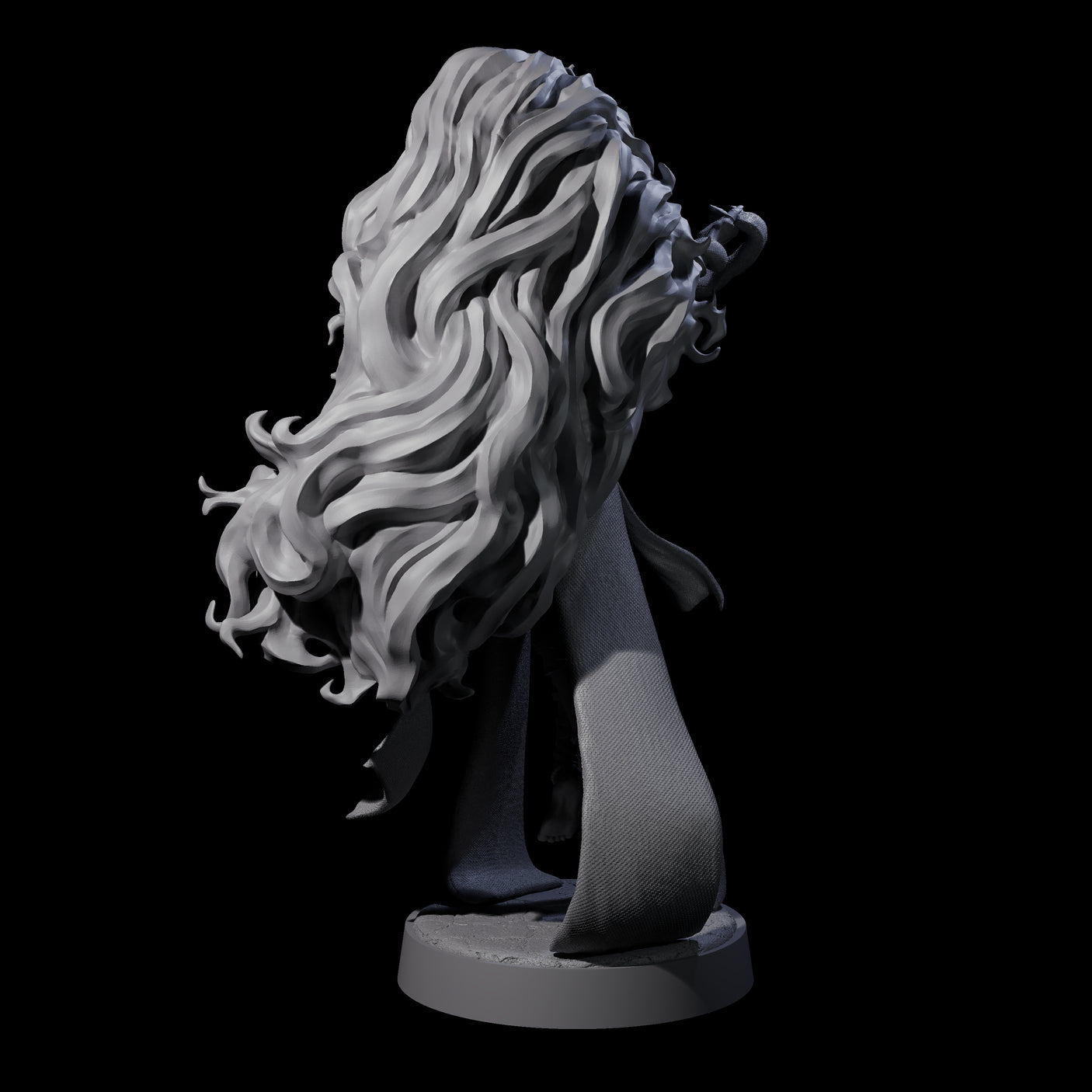 Big Hair Witch Queen Miniature for Dungeons and Dragons, Pathfinder or other TTRPGs