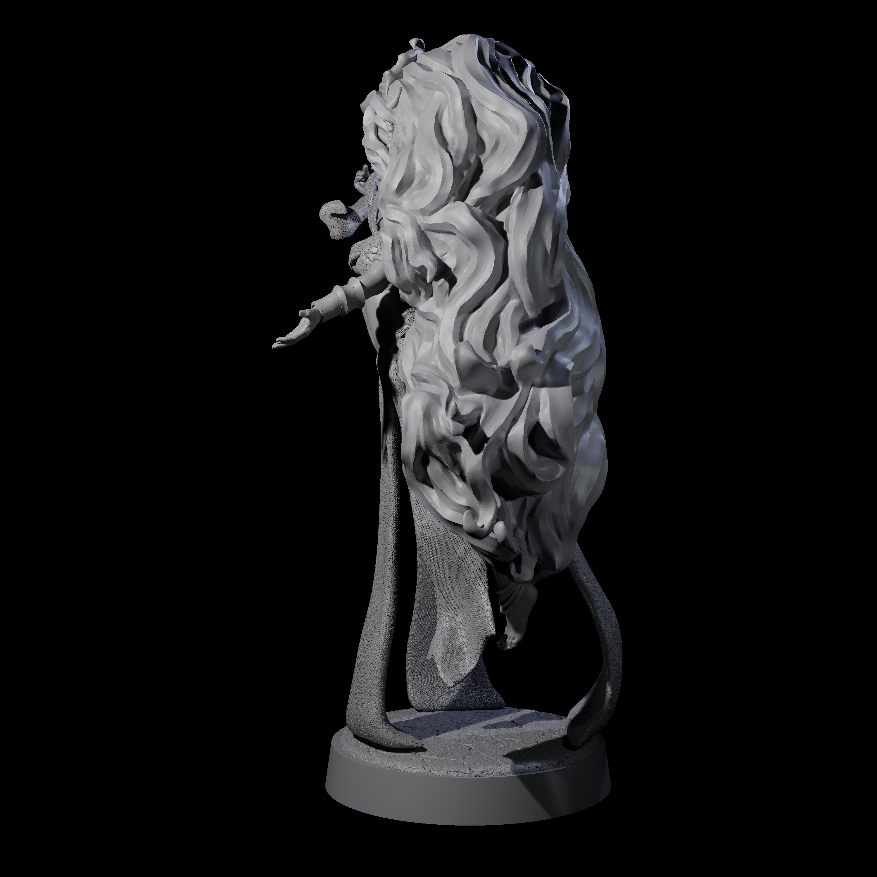 Big Hair Witch Queen Miniature for Dungeons and Dragons, Pathfinder or other TTRPGs