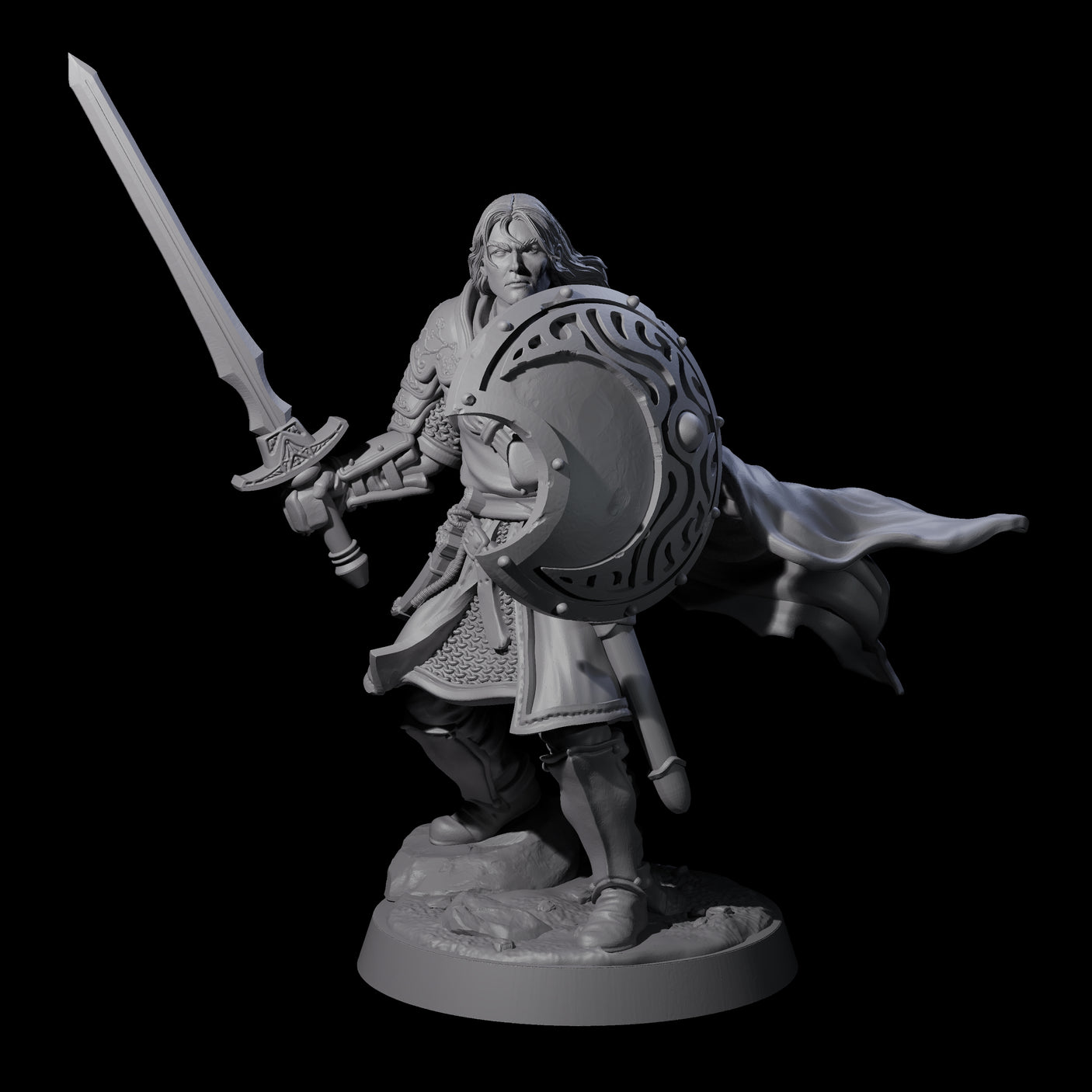 Black Moon Knight Miniature for Dungeons and Dragons, Pathfinder or other TTRPGs