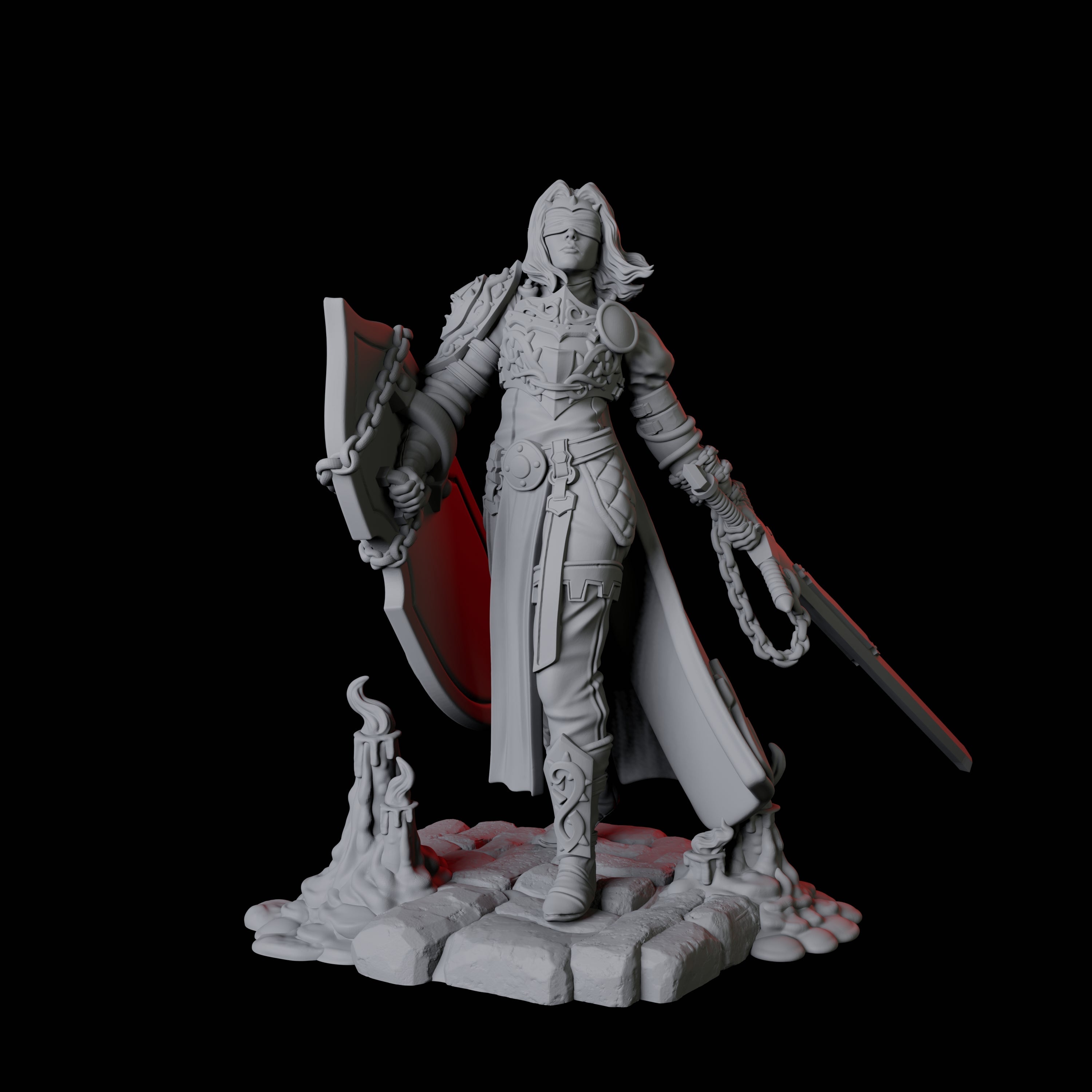 Blind Paladin Miniature for Dungeons and Dragons, Pathfinder or other TTRPGs