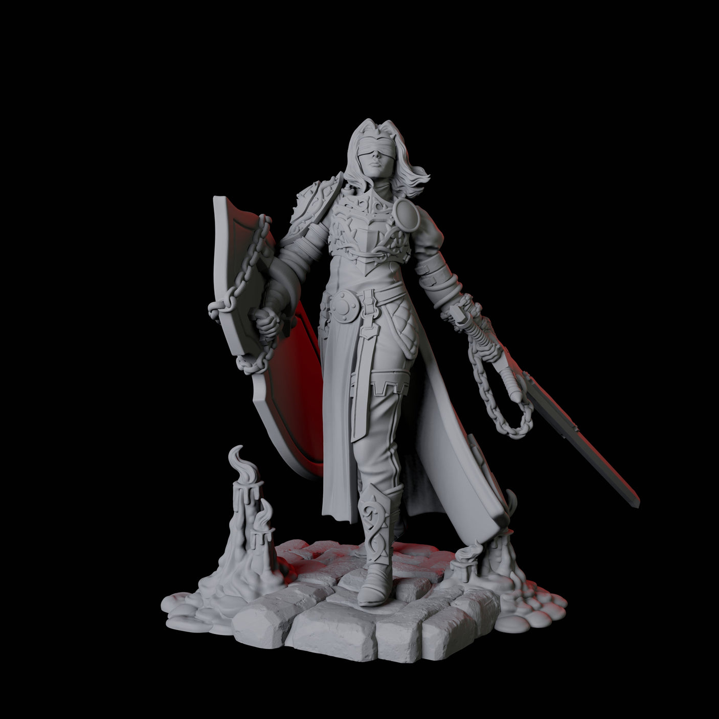 Blind Paladin Miniature for Dungeons and Dragons, Pathfinder or other TTRPGs