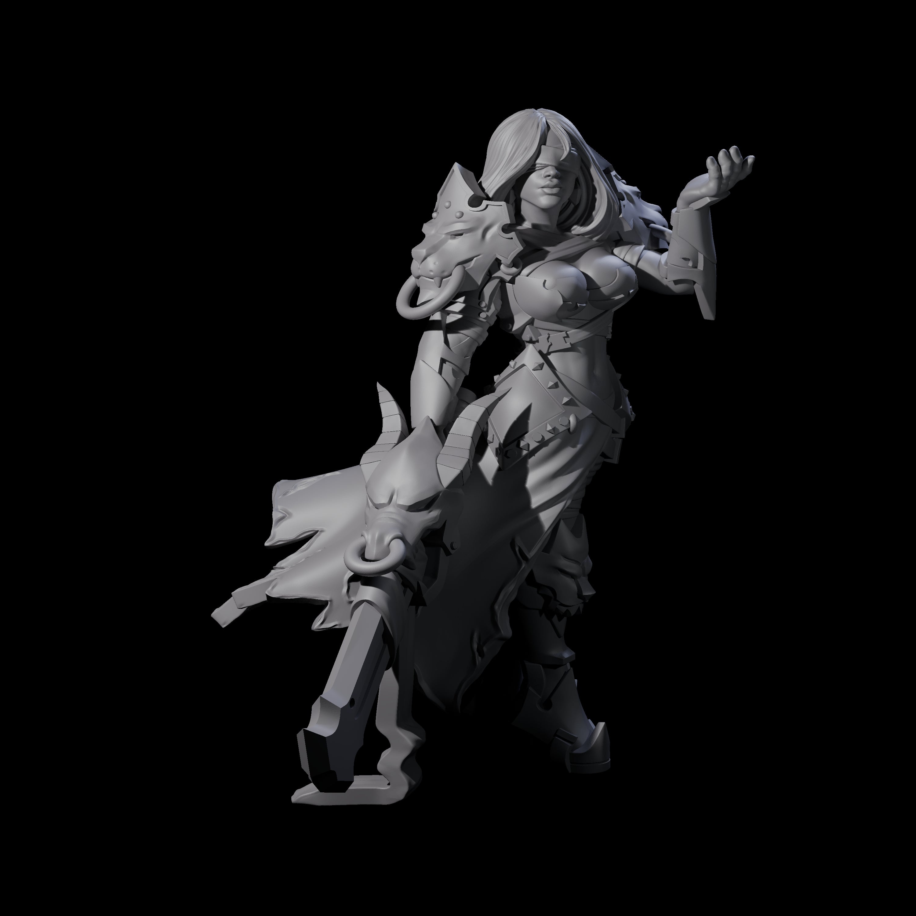 Blinded Dragon Guard Fighter Miniature for Dungeons and Dragons, Pathfinder or other TTRPGs