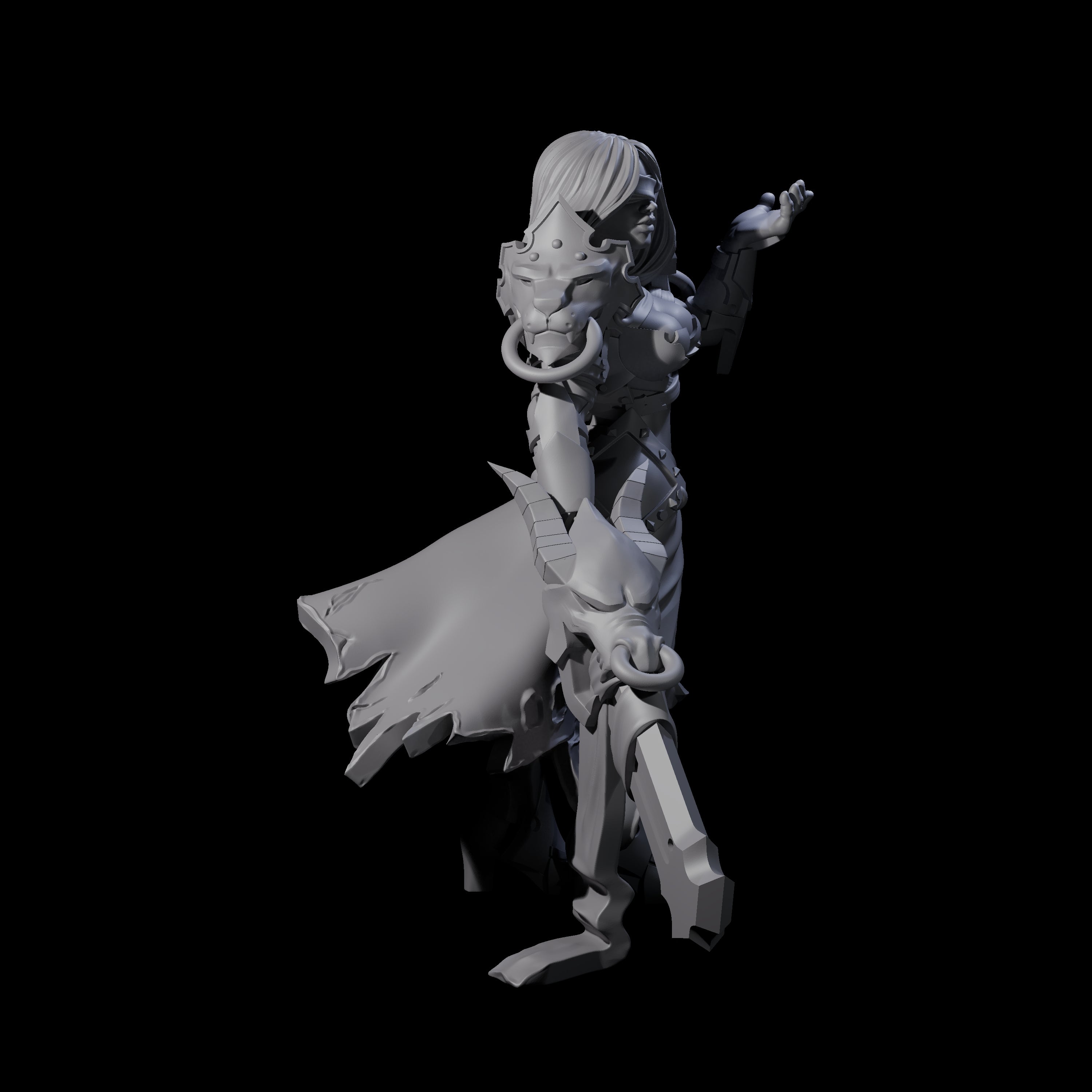 Blinded Dragon Guard Fighter Miniature for Dungeons and Dragons, Pathfinder or other TTRPGs