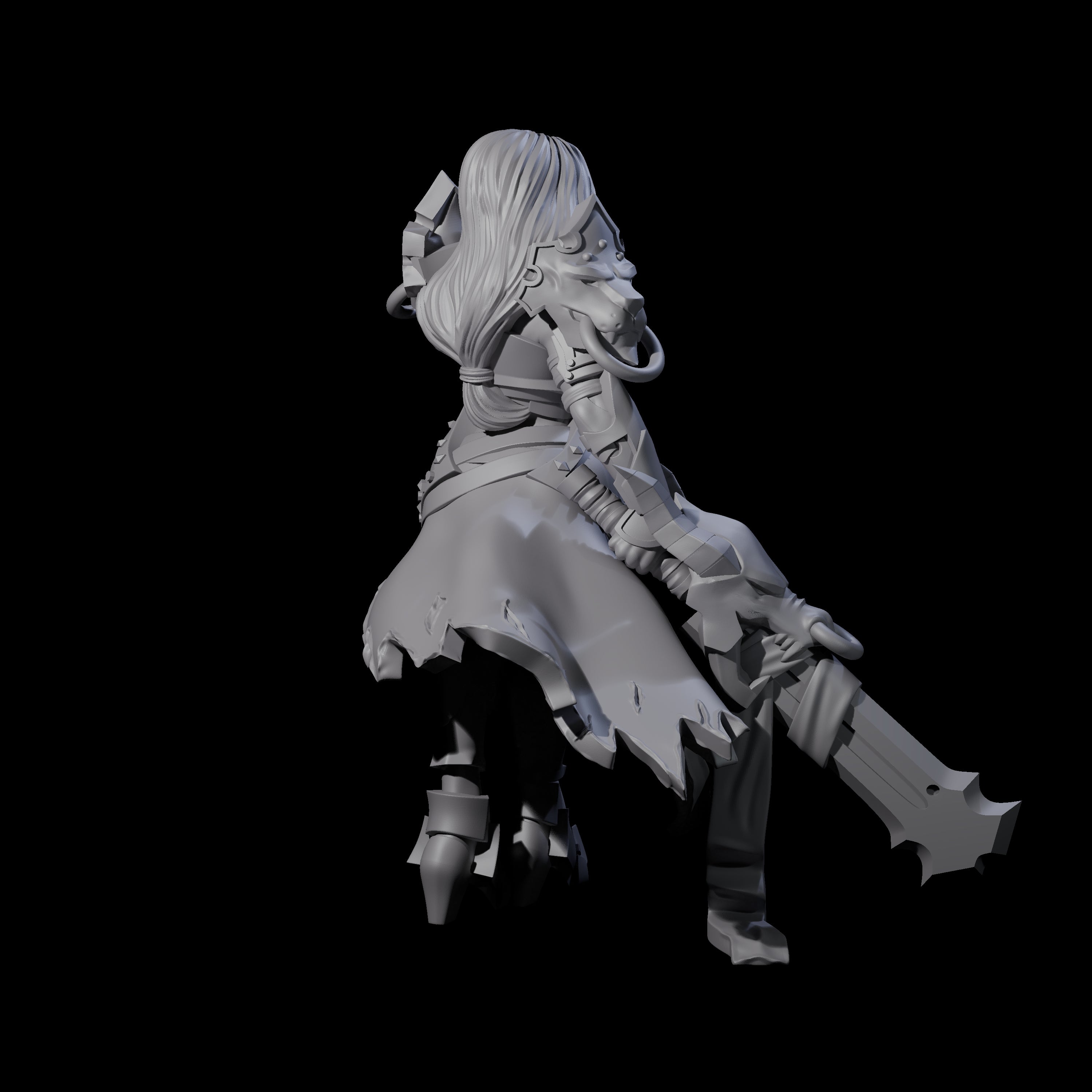 Blinded Dragon Guard Fighter Miniature for Dungeons and Dragons, Pathfinder or other TTRPGs
