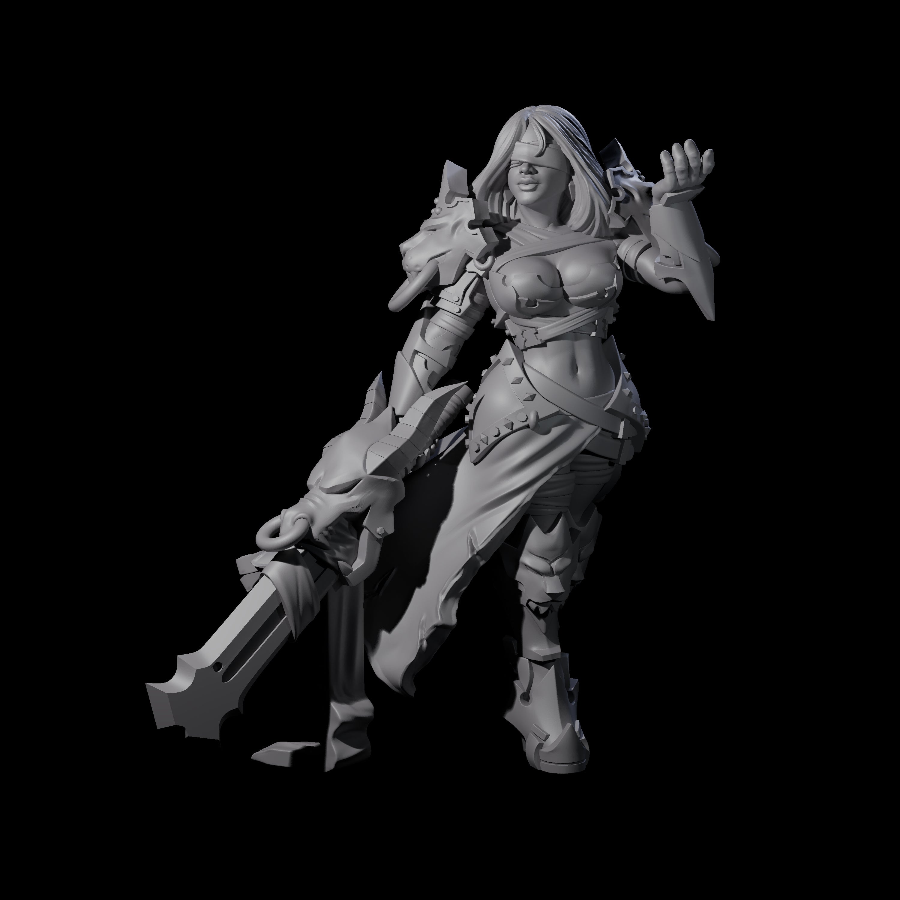 Blinded Dragon Guard Fighter Miniature for Dungeons and Dragons, Pathfinder or other TTRPGs