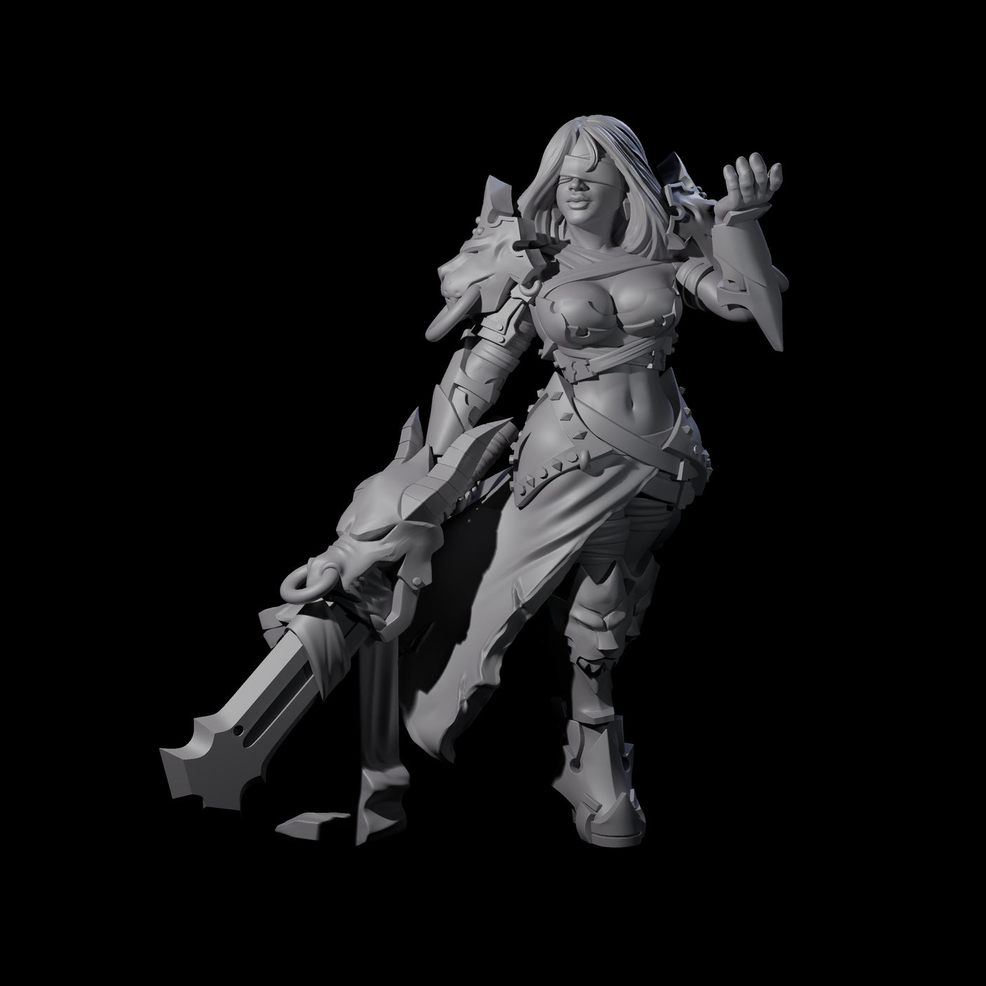 Blinded Dragon Guard Fighter Miniature for Dungeons and Dragons, Pathfinder or other TTRPGs