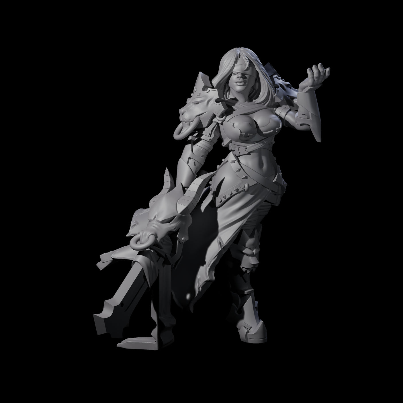 Blinded Dragon Guard Fighter Miniature for Dungeons and Dragons, Pathfinder or other TTRPGs