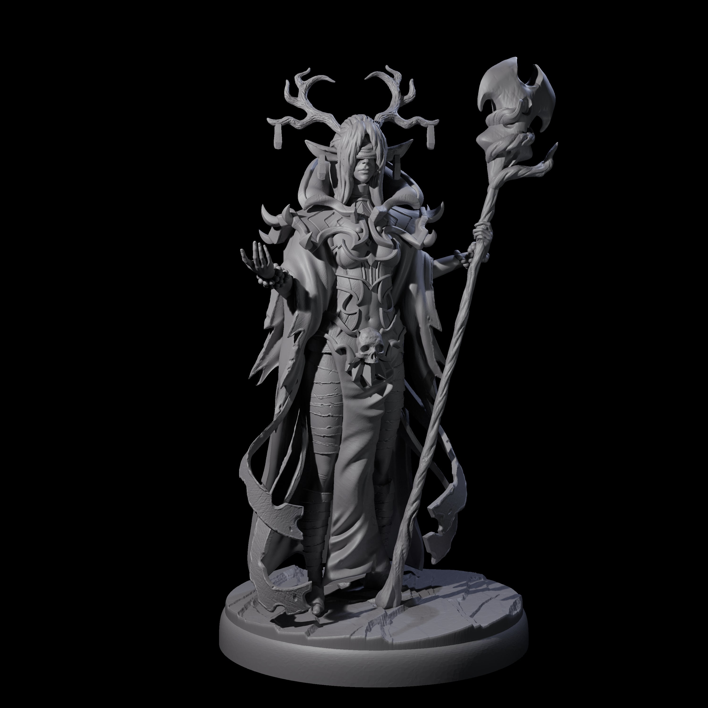 Blindfolded Dark Elf Witch A Miniature for Dungeons and Dragons, Pathfinder or other TTRPGs