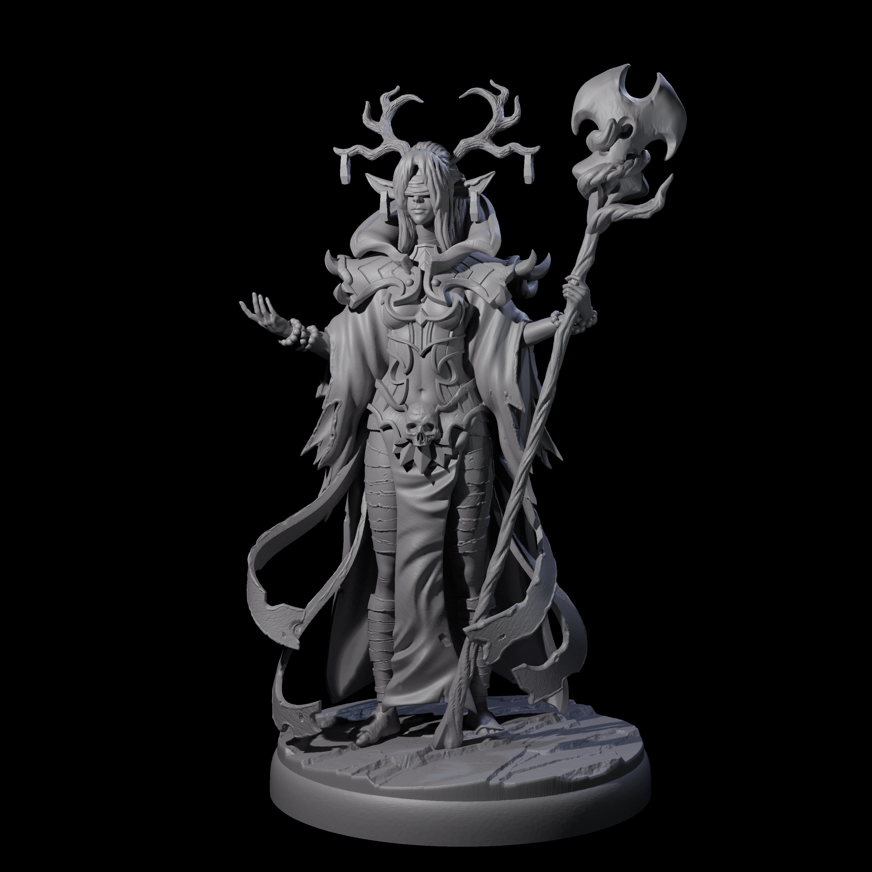Blindfolded Dark Elf Witch A Miniature for Dungeons and Dragons, Pathfinder or other TTRPGs