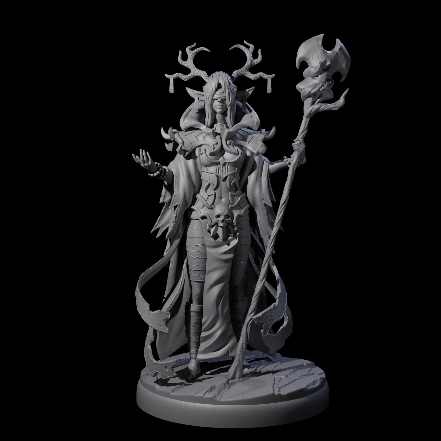 Blindfolded Dark Elf Witch A Miniature for Dungeons and Dragons, Pathfinder or other TTRPGs