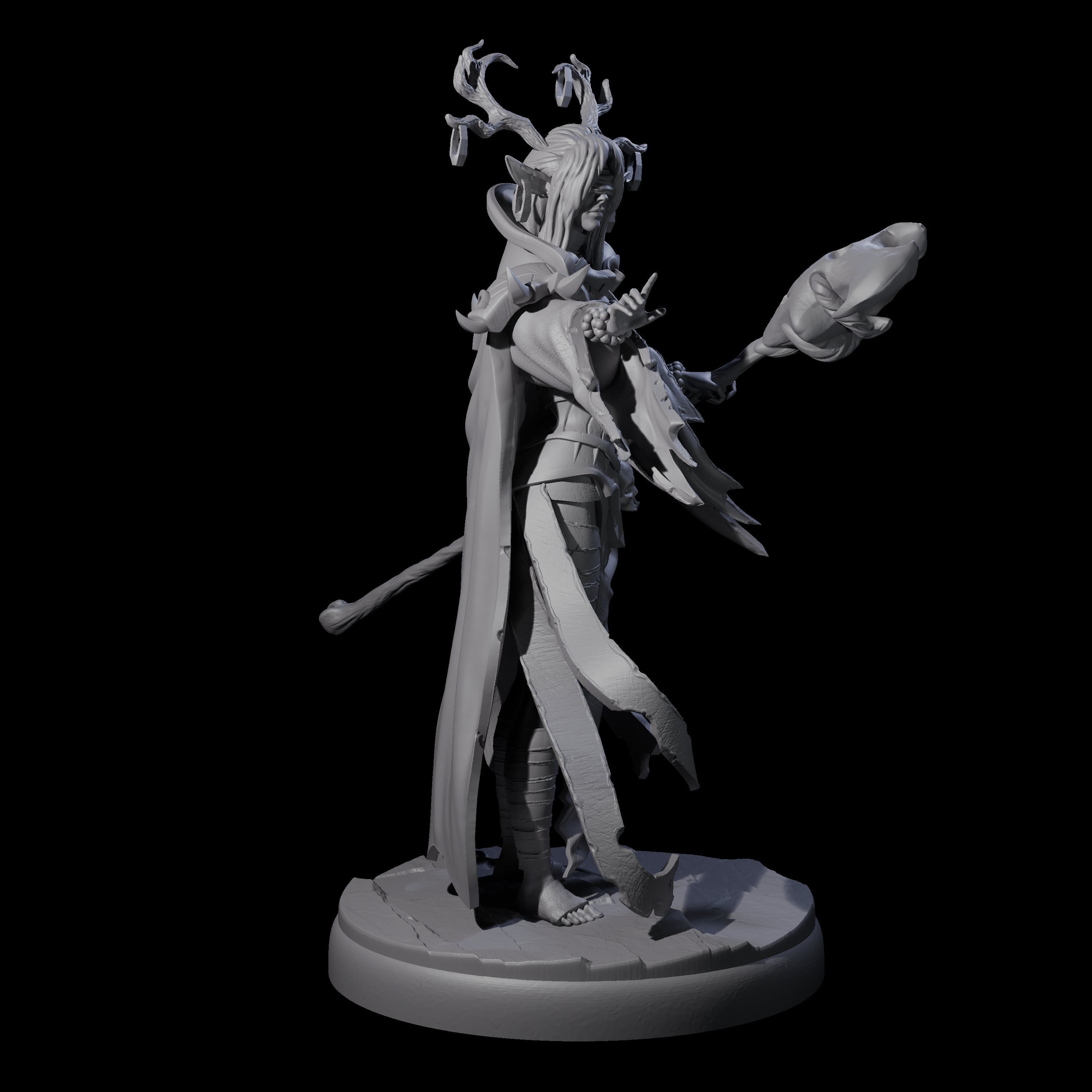 Blindfolded Dark Elf Witch B Miniature for Dungeons and Dragons, Pathfinder or other TTRPGs