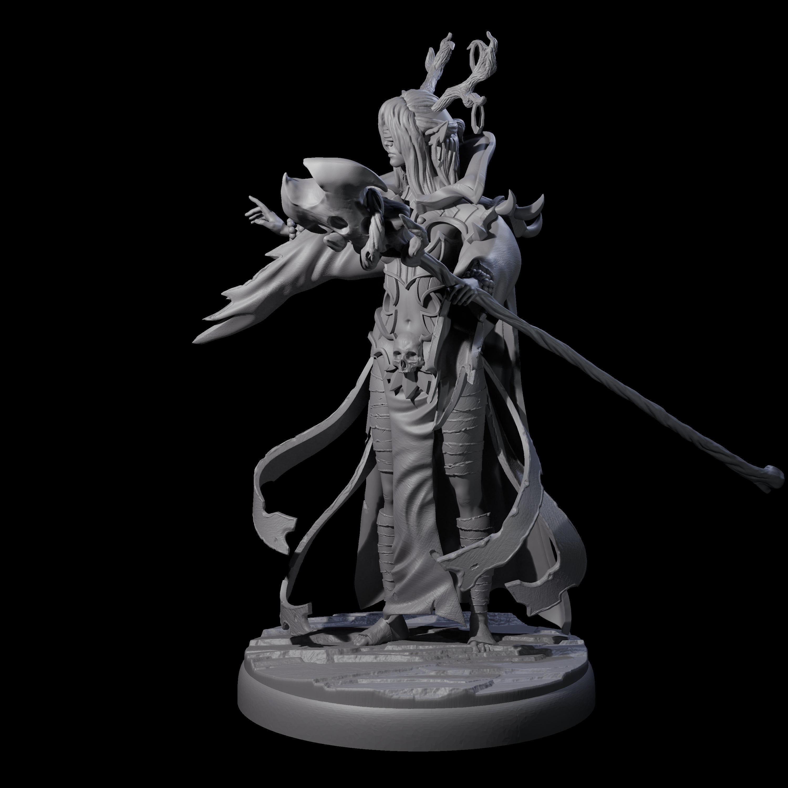 Blindfolded Dark Elf Witch B Miniature for Dungeons and Dragons, Pathfinder or other TTRPGs