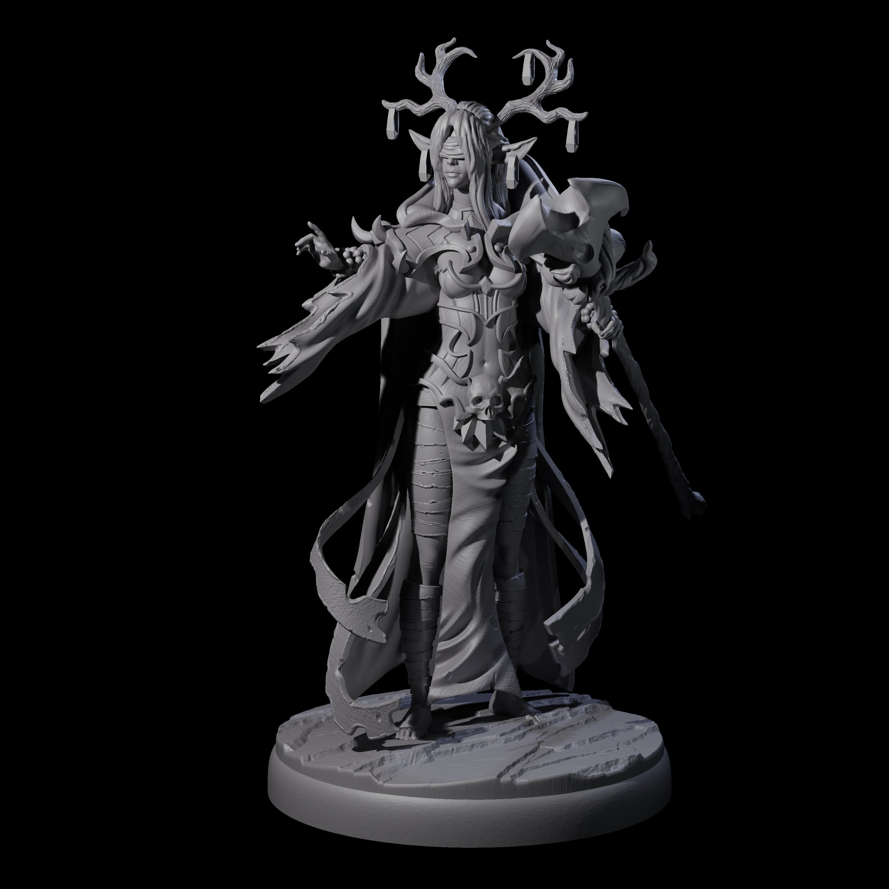 Blindfolded Dark Elf Witch B Miniature for Dungeons and Dragons, Pathfinder or other TTRPGs