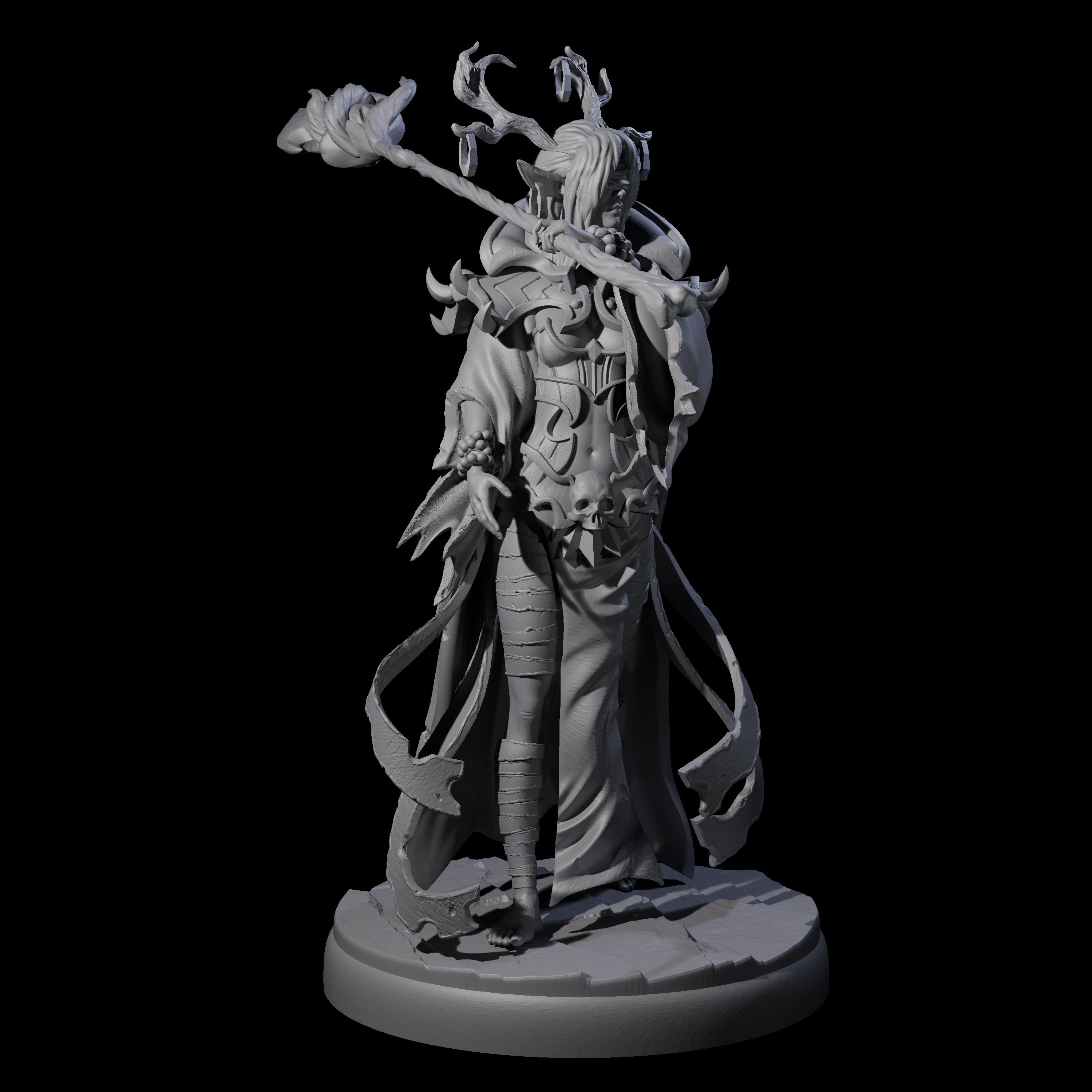 Blindfolded Dark Elf Witch C Miniature for Dungeons and Dragons, Pathfinder or other TTRPGs