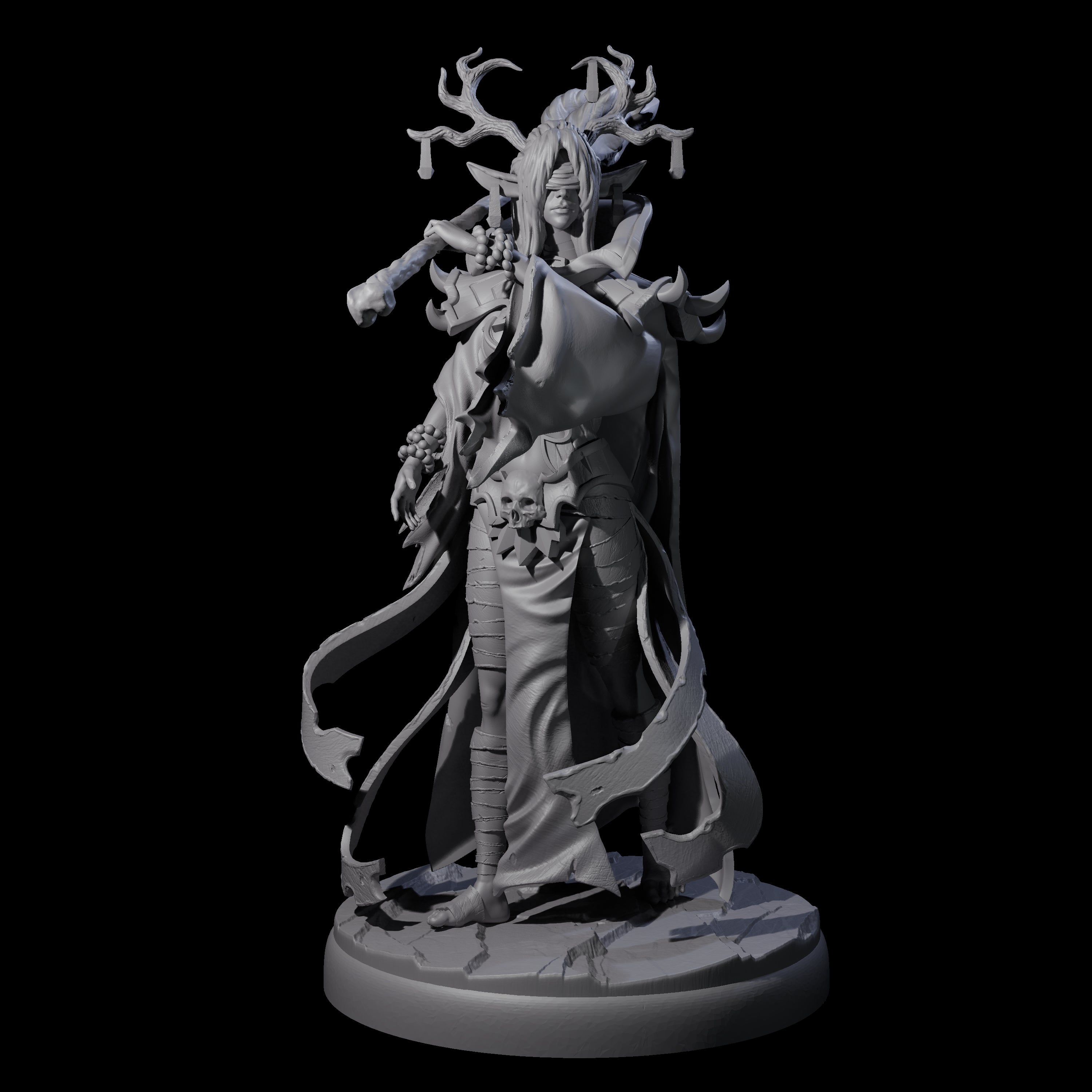 Blindfolded Dark Elf Witch C Miniature for Dungeons and Dragons, Pathfinder or other TTRPGs