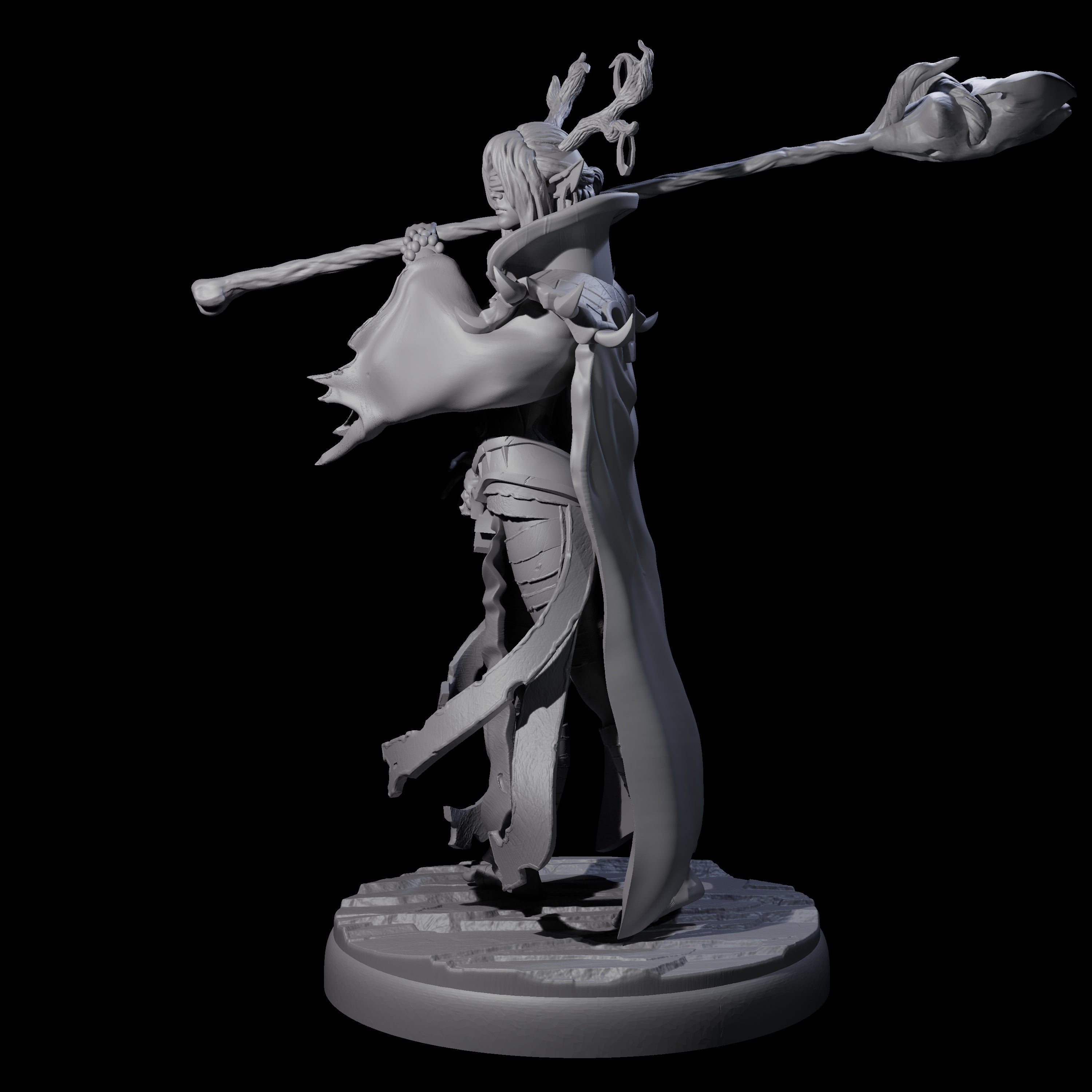 Blindfolded Dark Elf Witch C Miniature for Dungeons and Dragons, Pathfinder or other TTRPGs