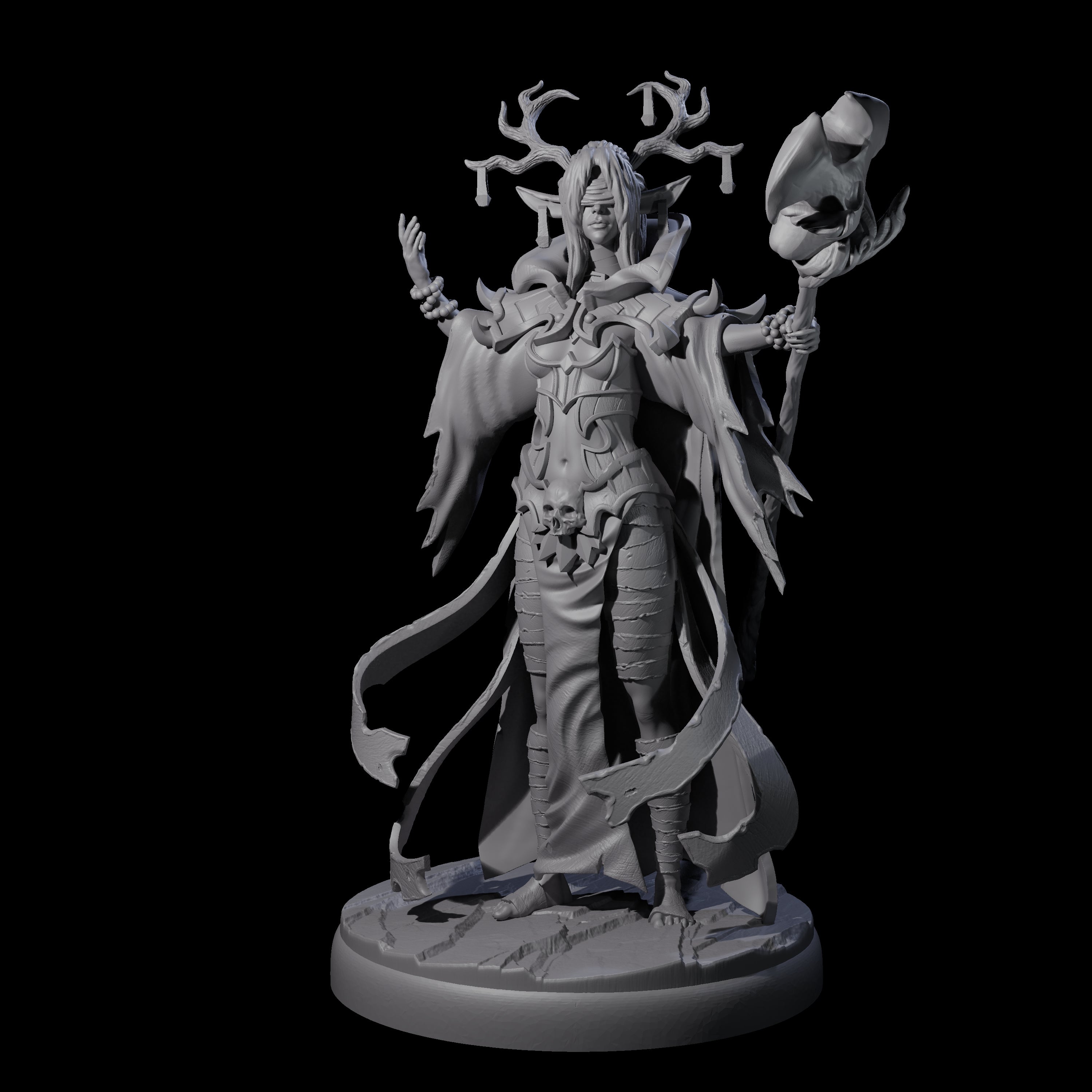 Blindfolded Dark Elf Witch Coven Miniature for Dungeons and Dragons, Pathfinder or other TTRPGs