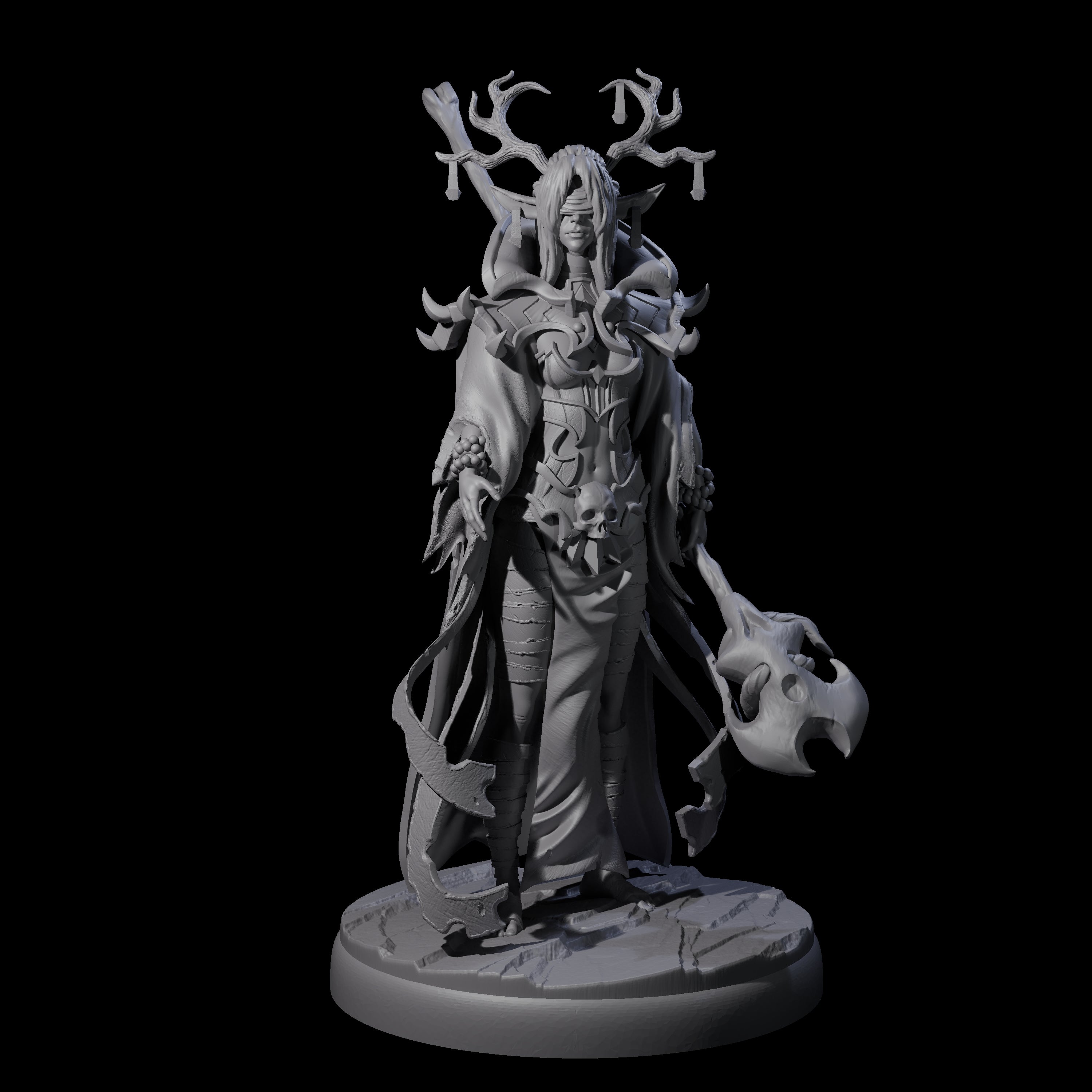 Blindfolded Dark Elf Witch Coven Miniature for Dungeons and Dragons, Pathfinder or other TTRPGs