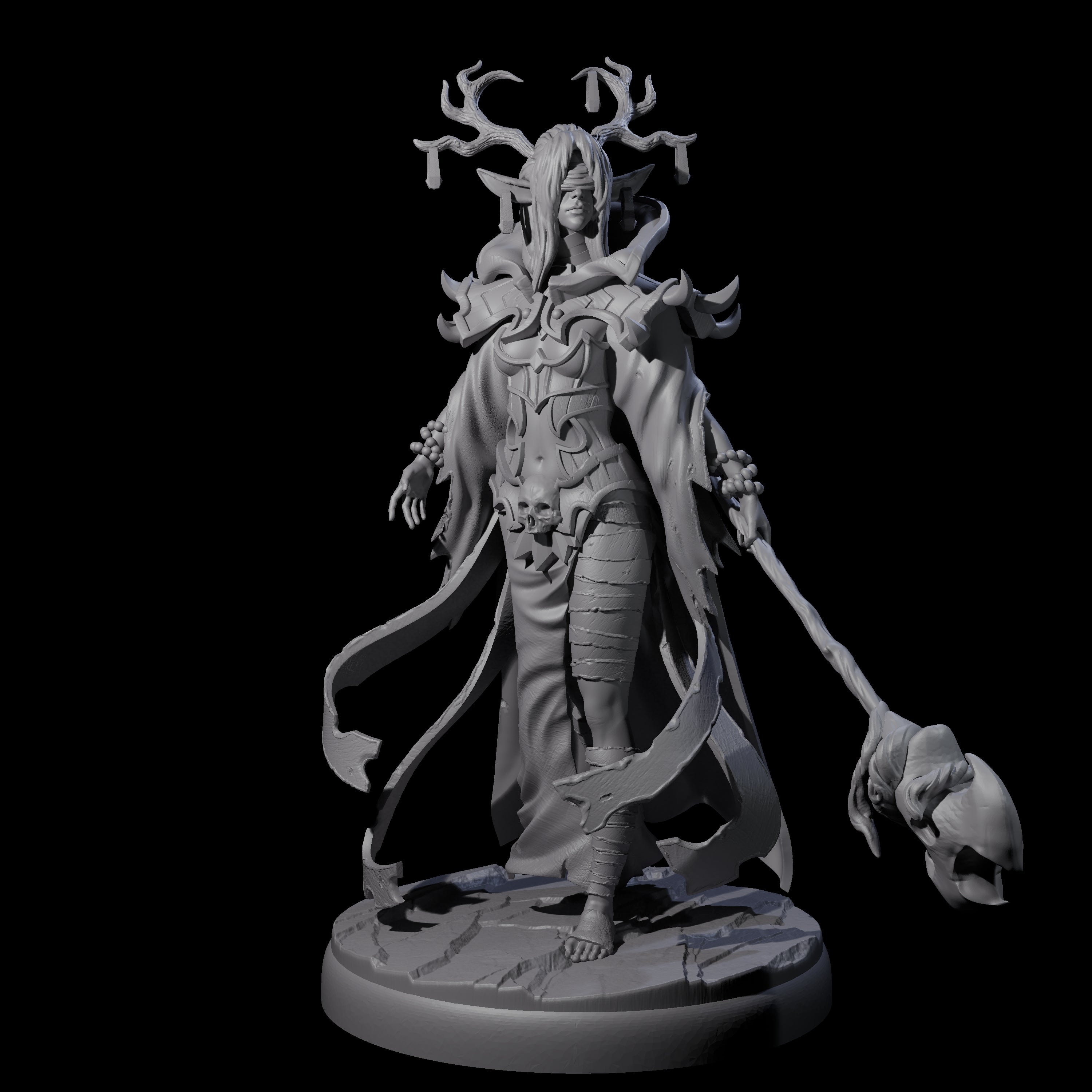 Blindfolded Dark Elf Witch Coven Miniature for Dungeons and Dragons, Pathfinder or other TTRPGs
