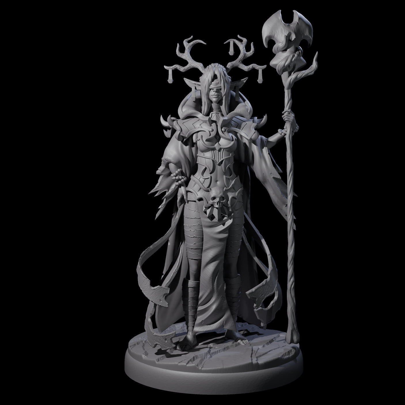 Blindfolded Dark Elf Witch Coven Miniature for Dungeons and Dragons, Pathfinder or other TTRPGs