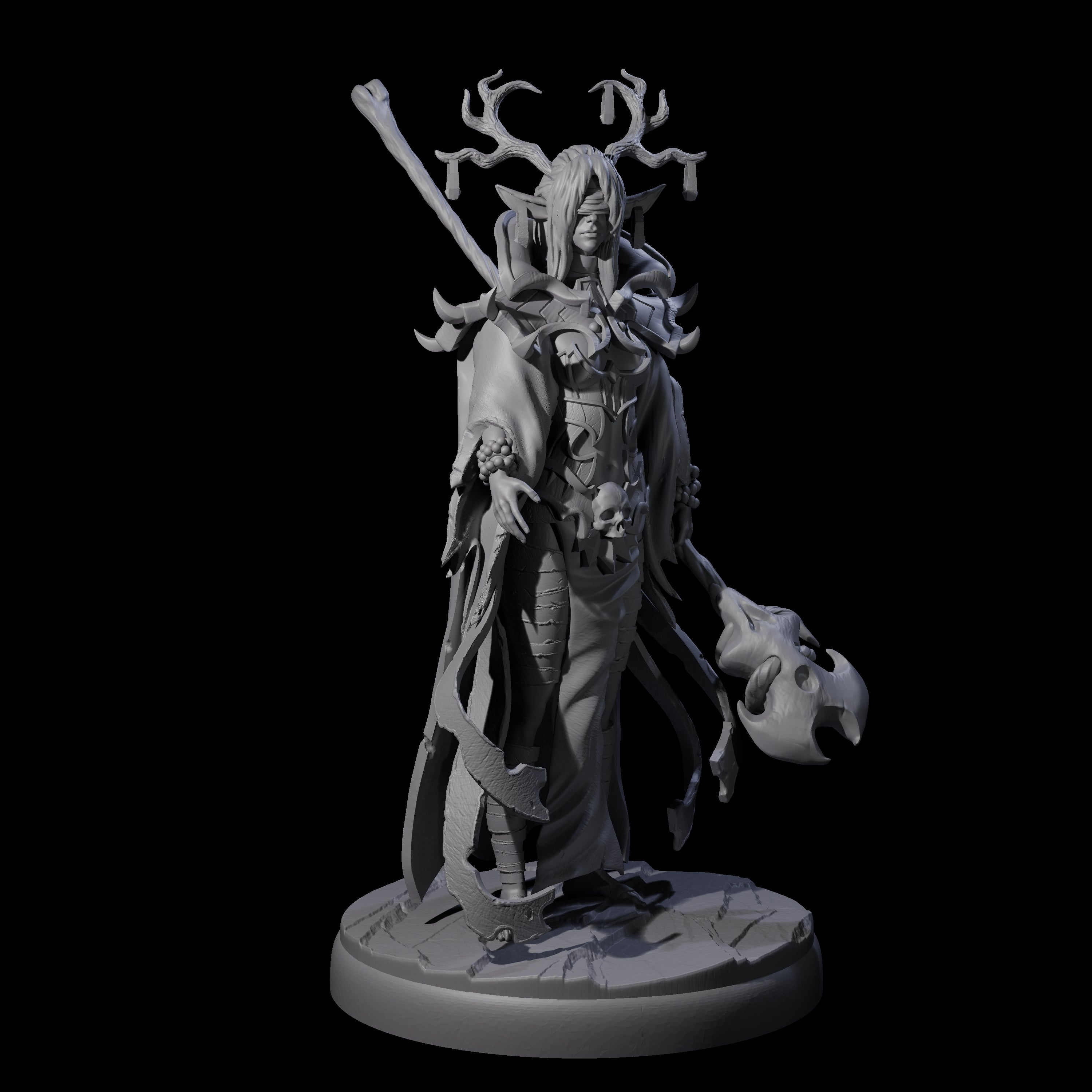 Blindfolded Dark Elf Witch D Miniature for Dungeons and Dragons, Pathfinder or other TTRPGs