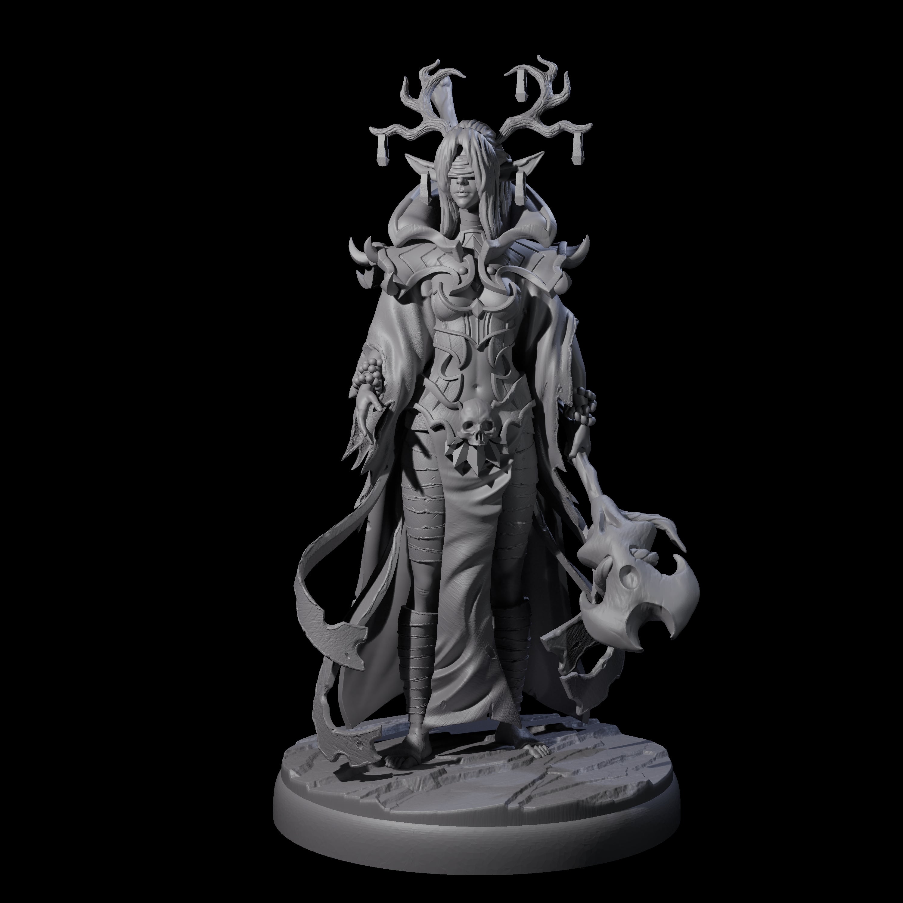 Blindfolded Dark Elf Witch D Miniature for Dungeons and Dragons, Pathfinder or other TTRPGs