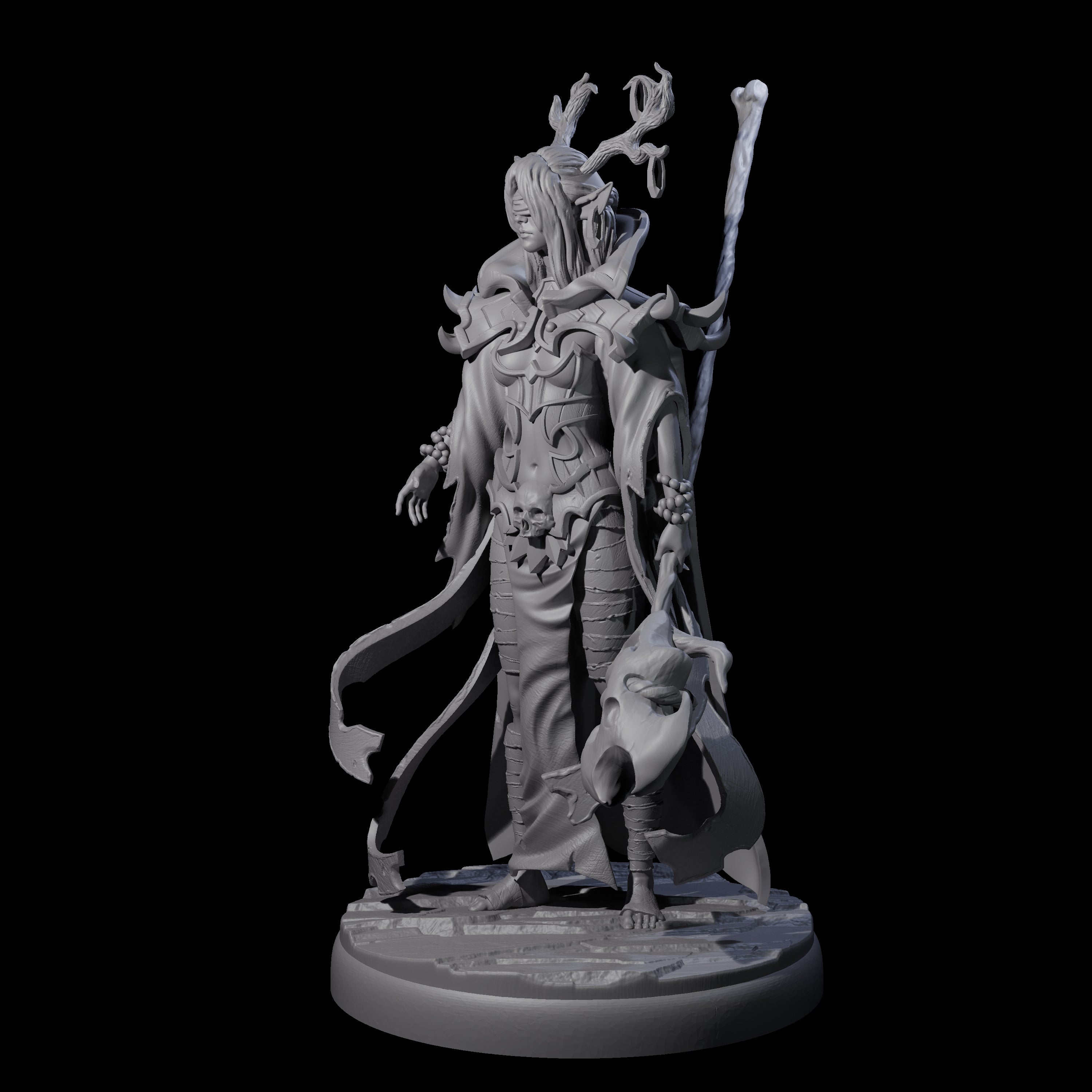 Blindfolded Dark Elf Witch D Miniature for Dungeons and Dragons, Pathfinder or other TTRPGs
