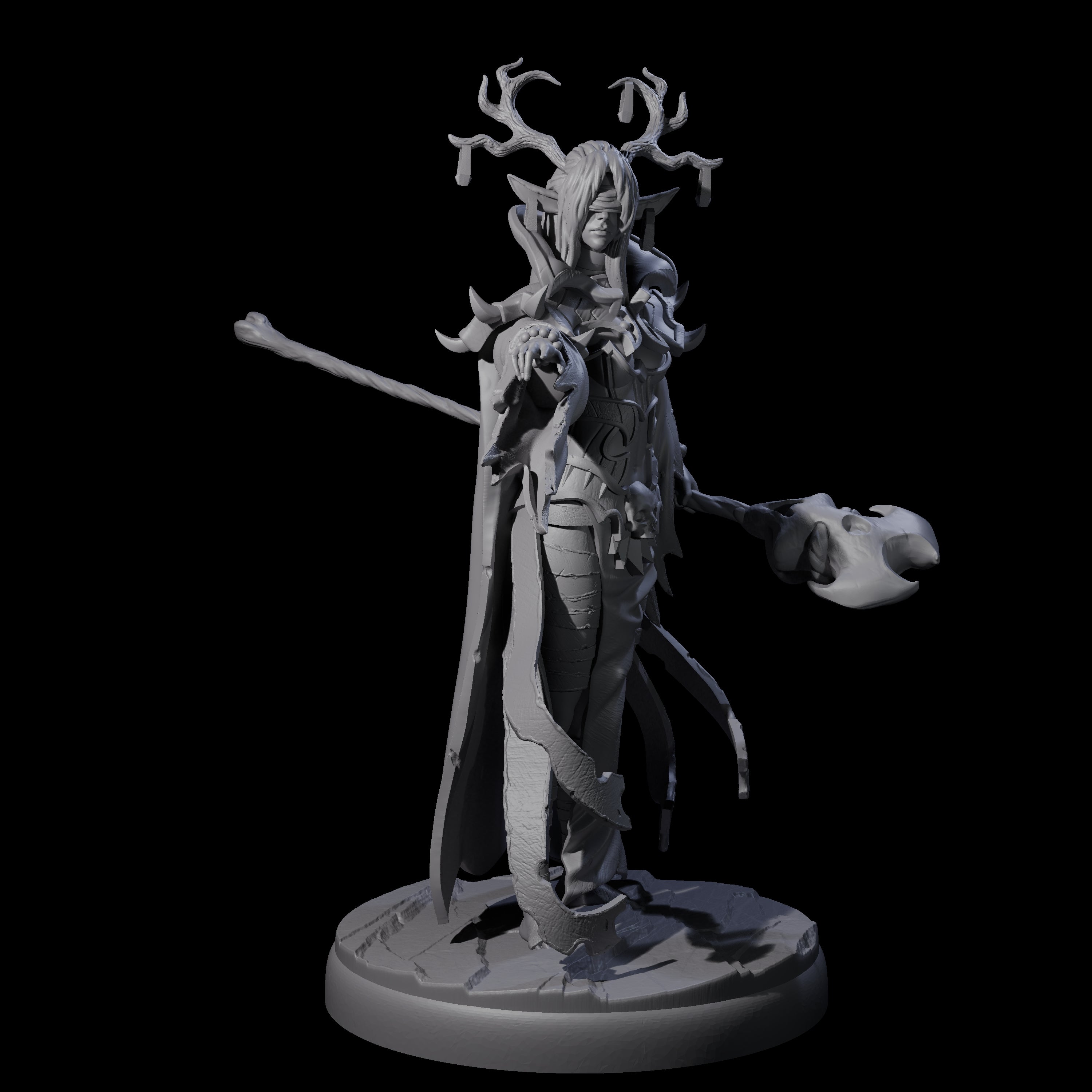 Blindfolded Dark Elf Witch E Miniature for Dungeons and Dragons, Pathfinder or other TTRPGs