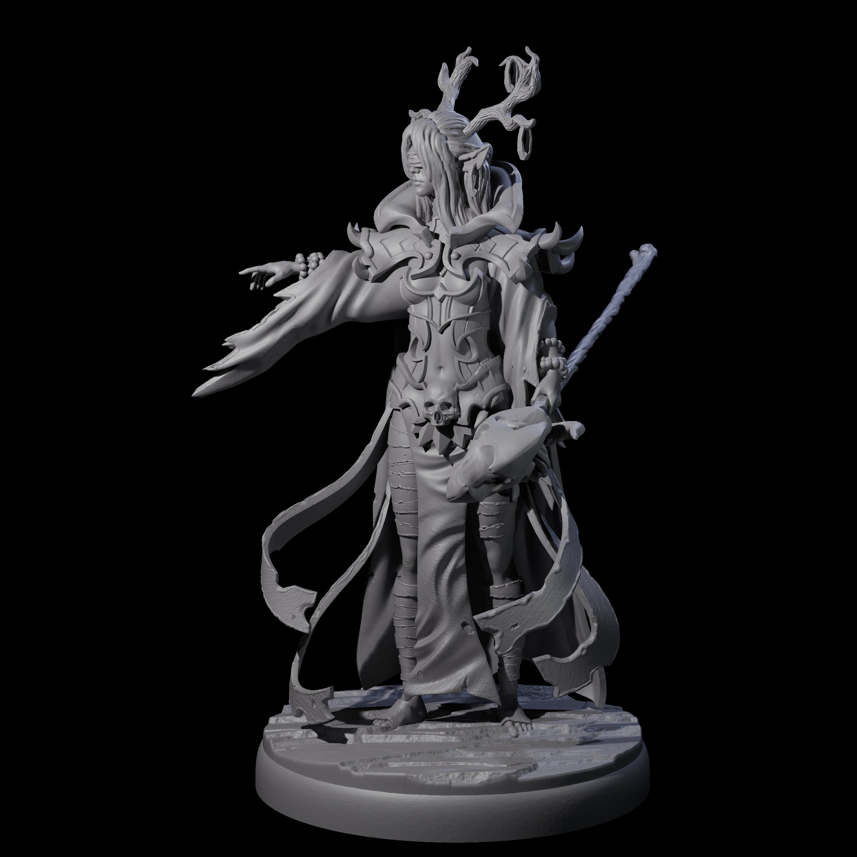 Blindfolded Dark Elf Witch E Miniature for Dungeons and Dragons, Pathfinder or other TTRPGs