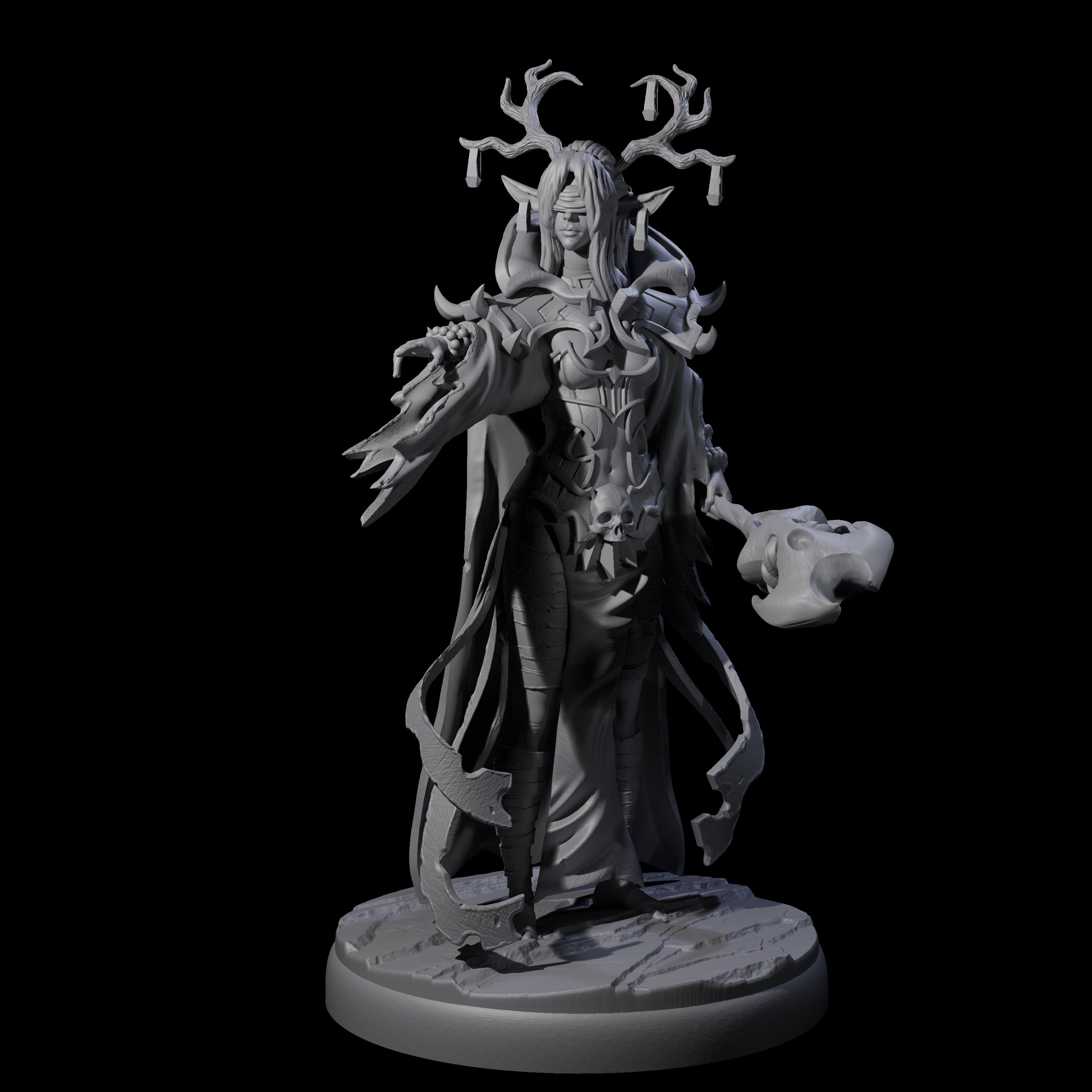 Blindfolded Dark Elf Witch E Miniature for Dungeons and Dragons, Pathfinder or other TTRPGs