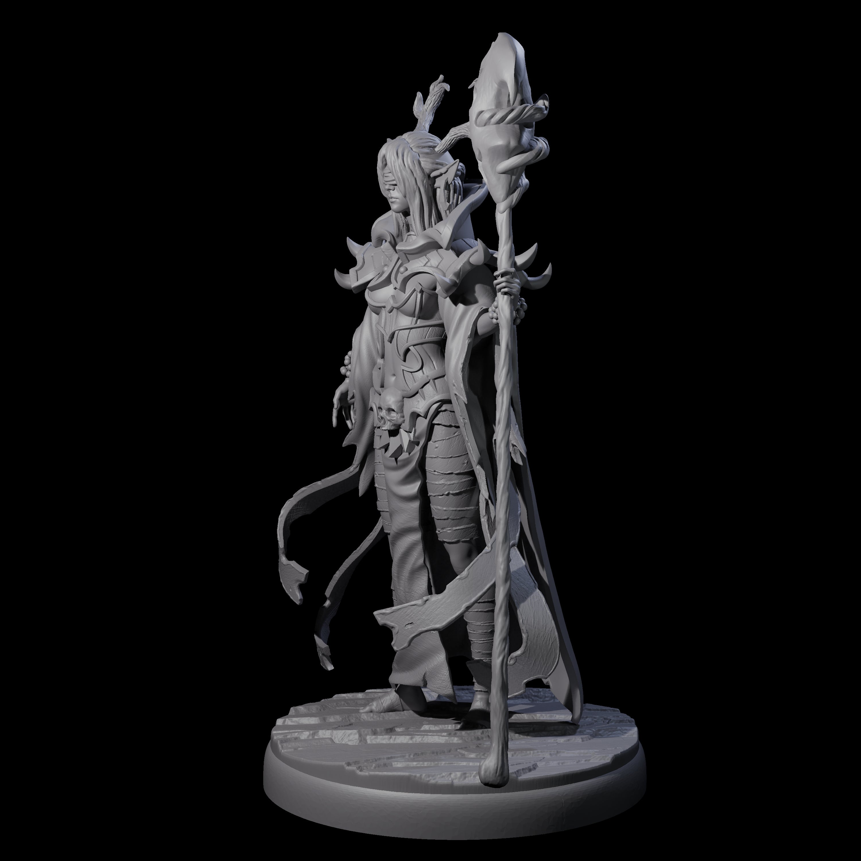 Blindfolded Dark Elf Witch F Miniature for Dungeons and Dragons, Pathfinder or other TTRPGs