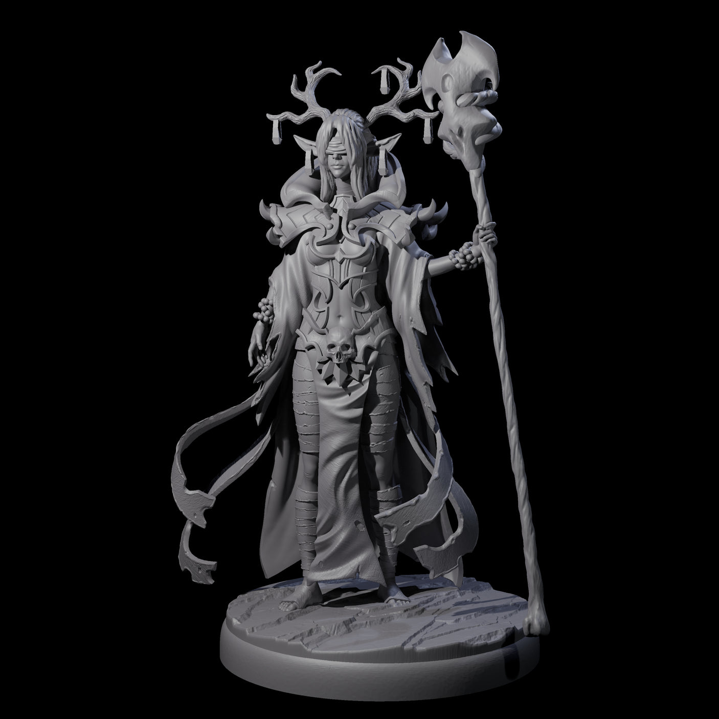 Blindfolded Dark Elf Witch F Miniature for Dungeons and Dragons, Pathfinder or other TTRPGs