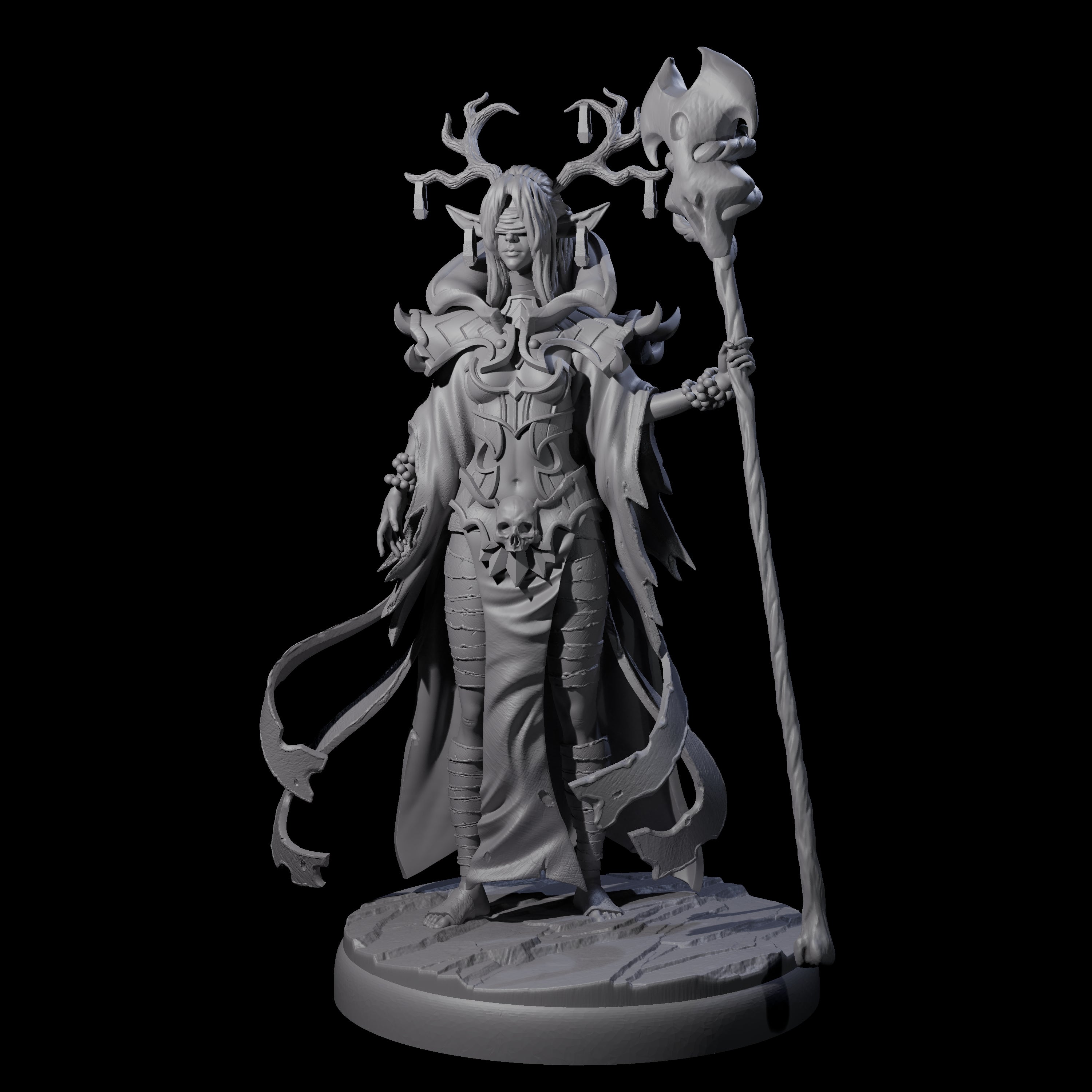 Blindfolded Dark Elf Witch F Miniature for Dungeons and Dragons, Pathfinder or other TTRPGs