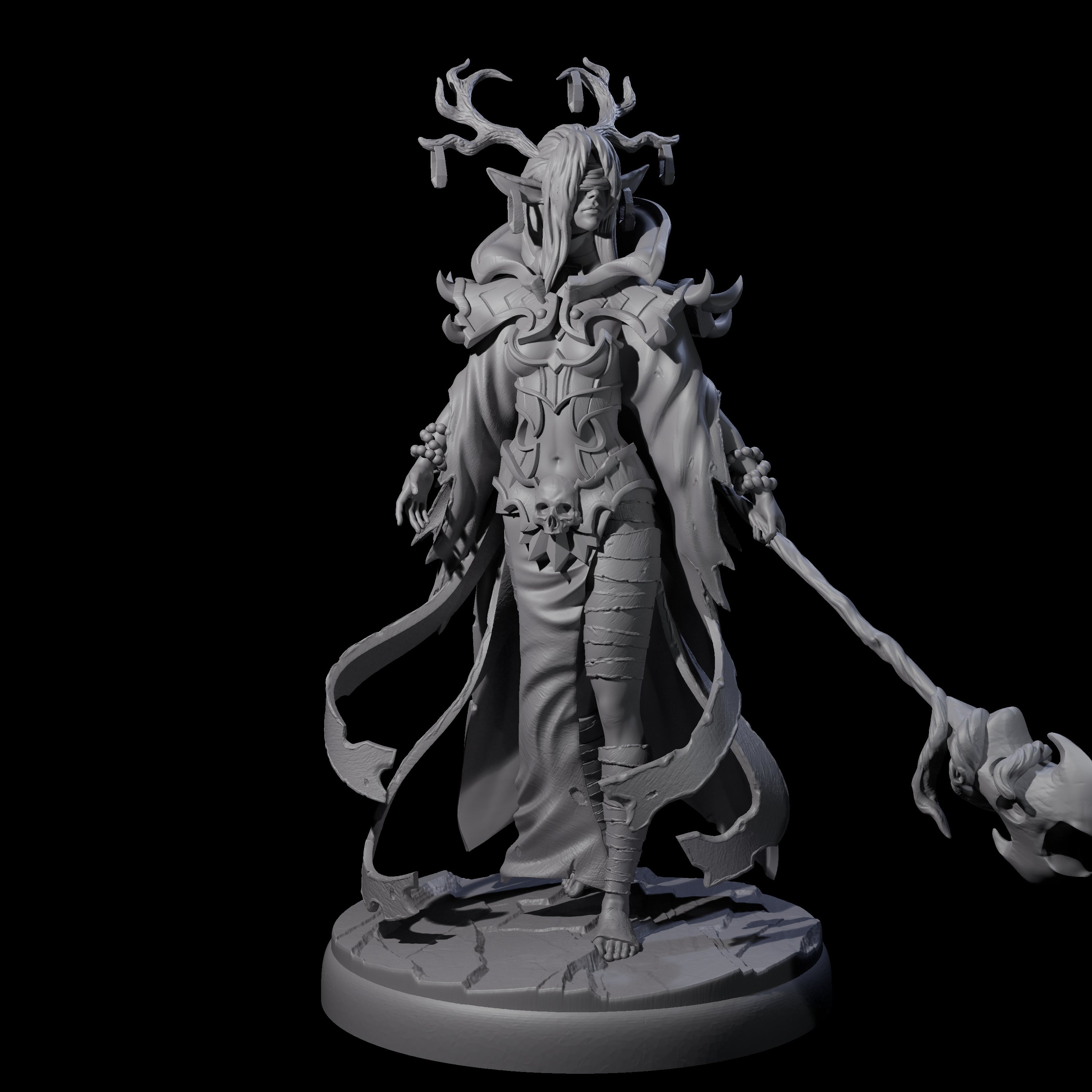 Blindfolded Dark Elf Witch G Miniature for Dungeons and Dragons, Pathfinder or other TTRPGs