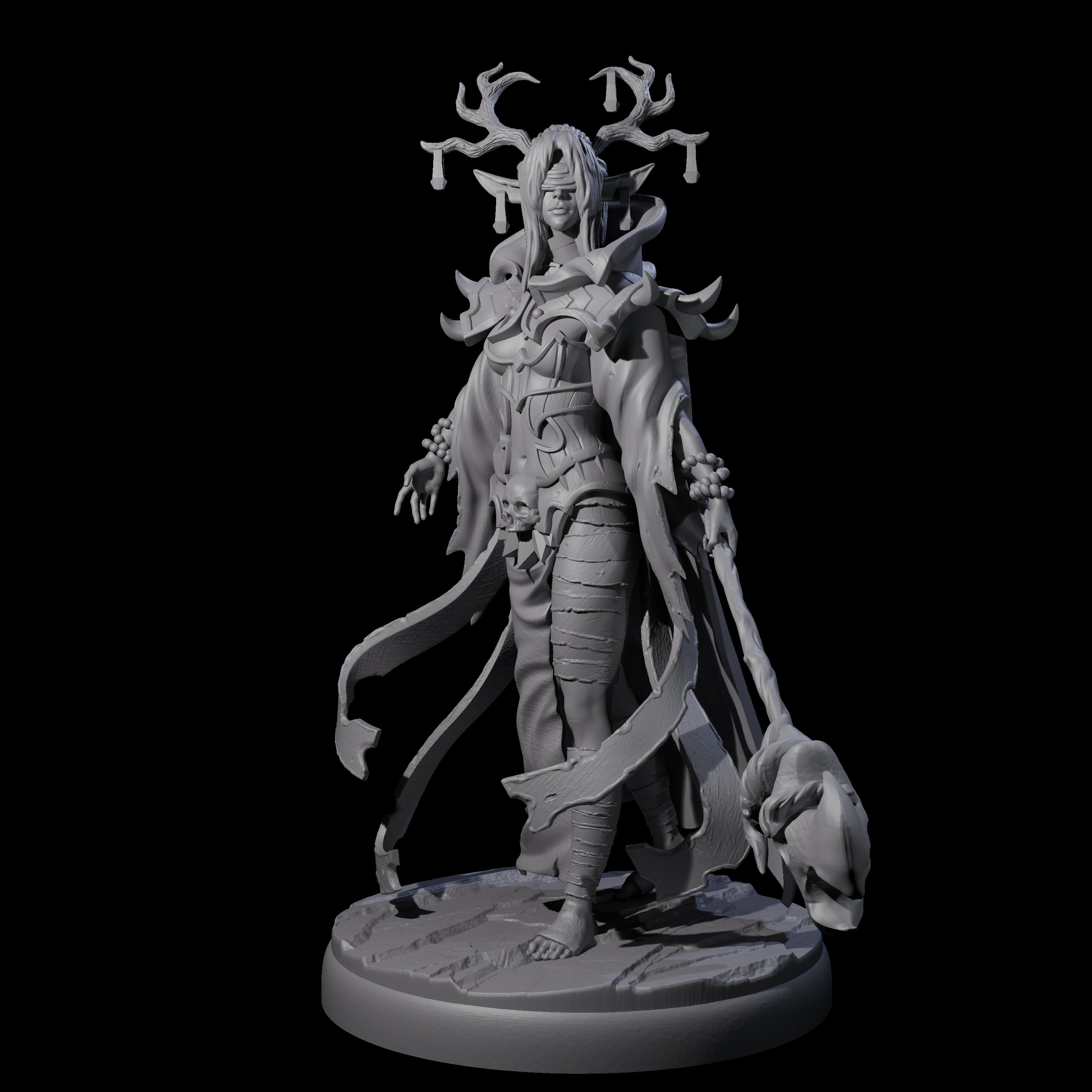 Blindfolded Dark Elf Witch G Miniature for Dungeons and Dragons, Pathfinder or other TTRPGs