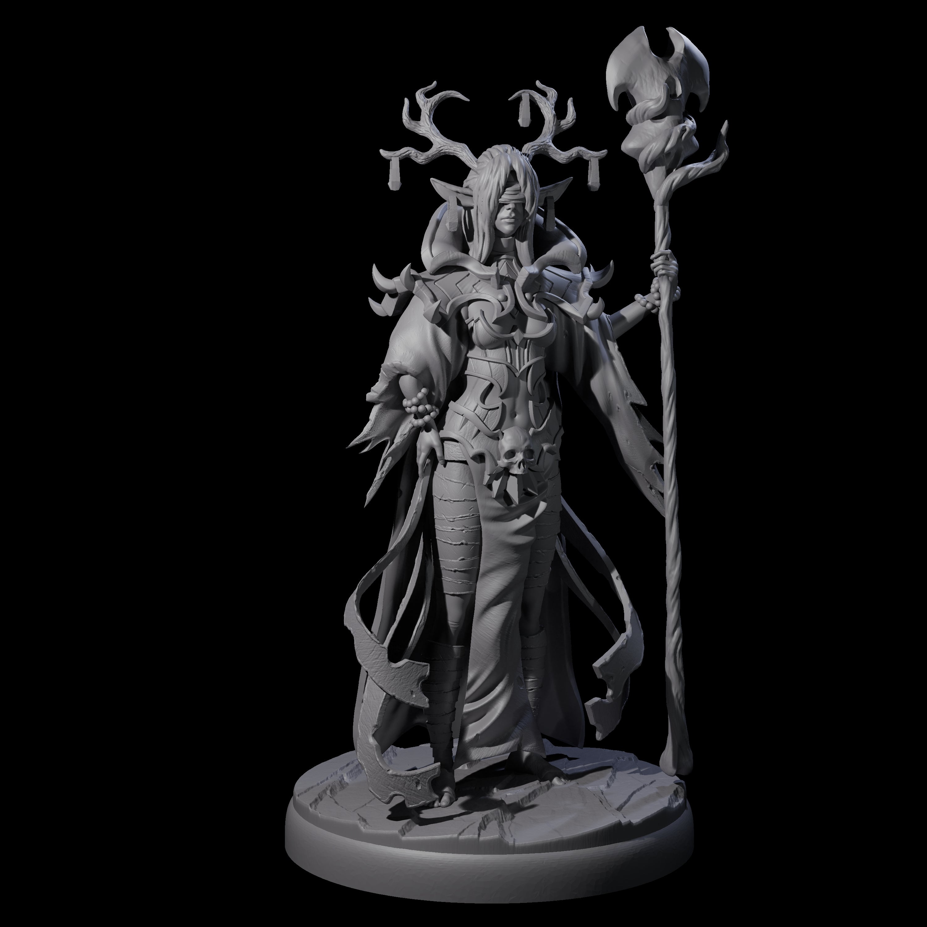 Blindfolded Dark Elf Witch H Miniature for Dungeons and Dragons, Pathfinder or other TTRPGs