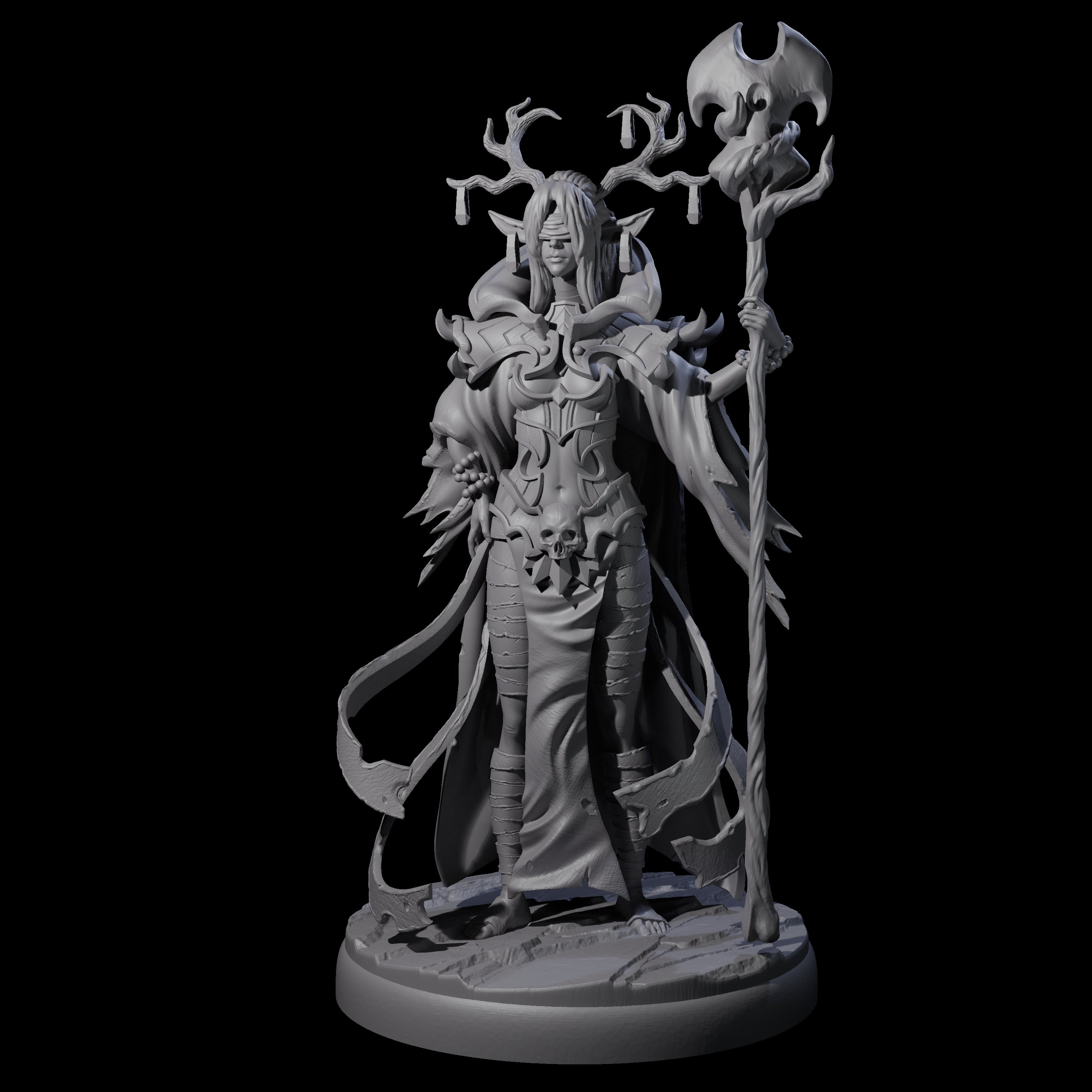 Blindfolded Dark Elf Witch H Miniature for Dungeons and Dragons, Pathfinder or other TTRPGs