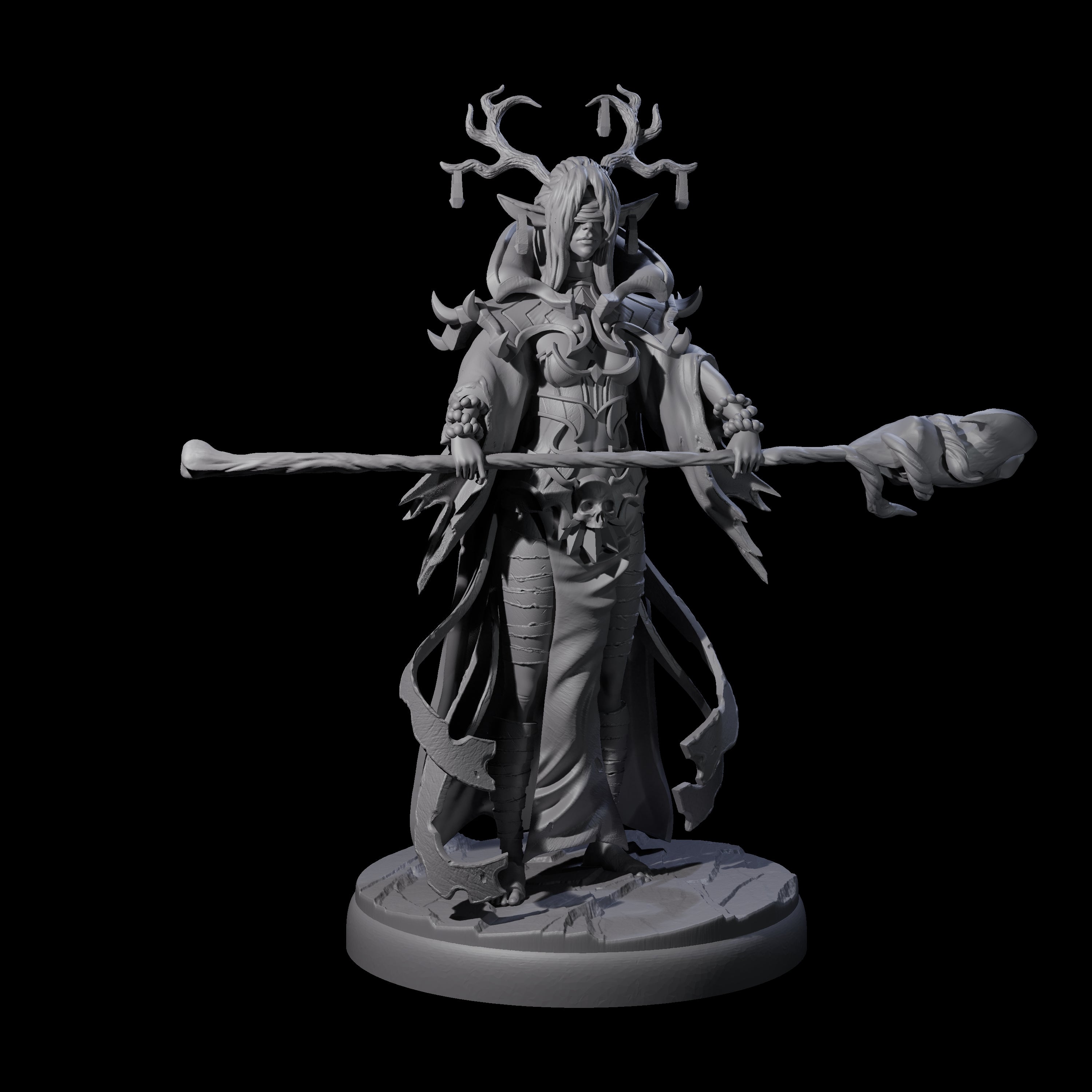 Blindfolded Dark Elf Witch I Miniature for Dungeons and Dragons, Pathfinder or other TTRPGs
