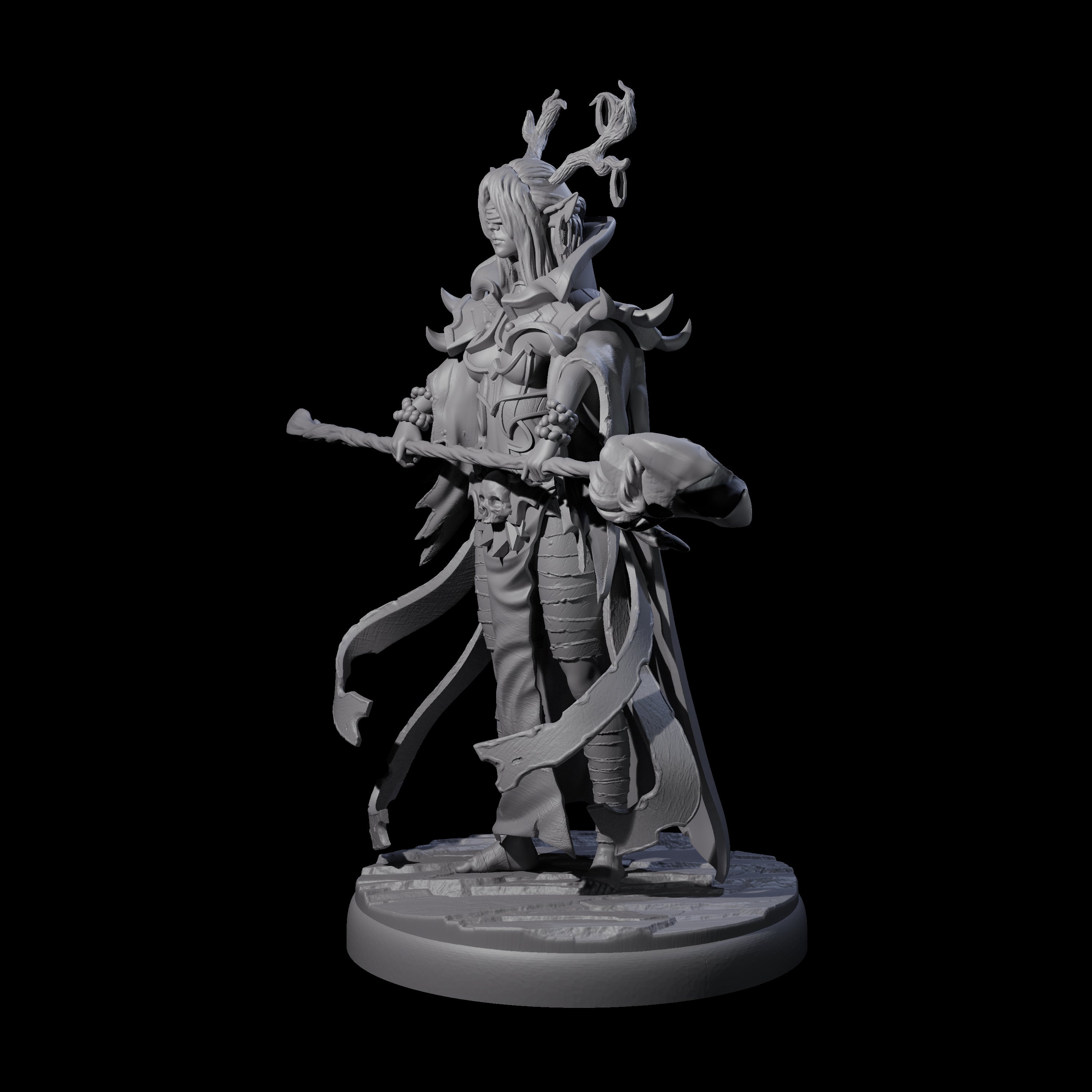 Blindfolded Dark Elf Witch I Miniature for Dungeons and Dragons, Pathfinder or other TTRPGs
