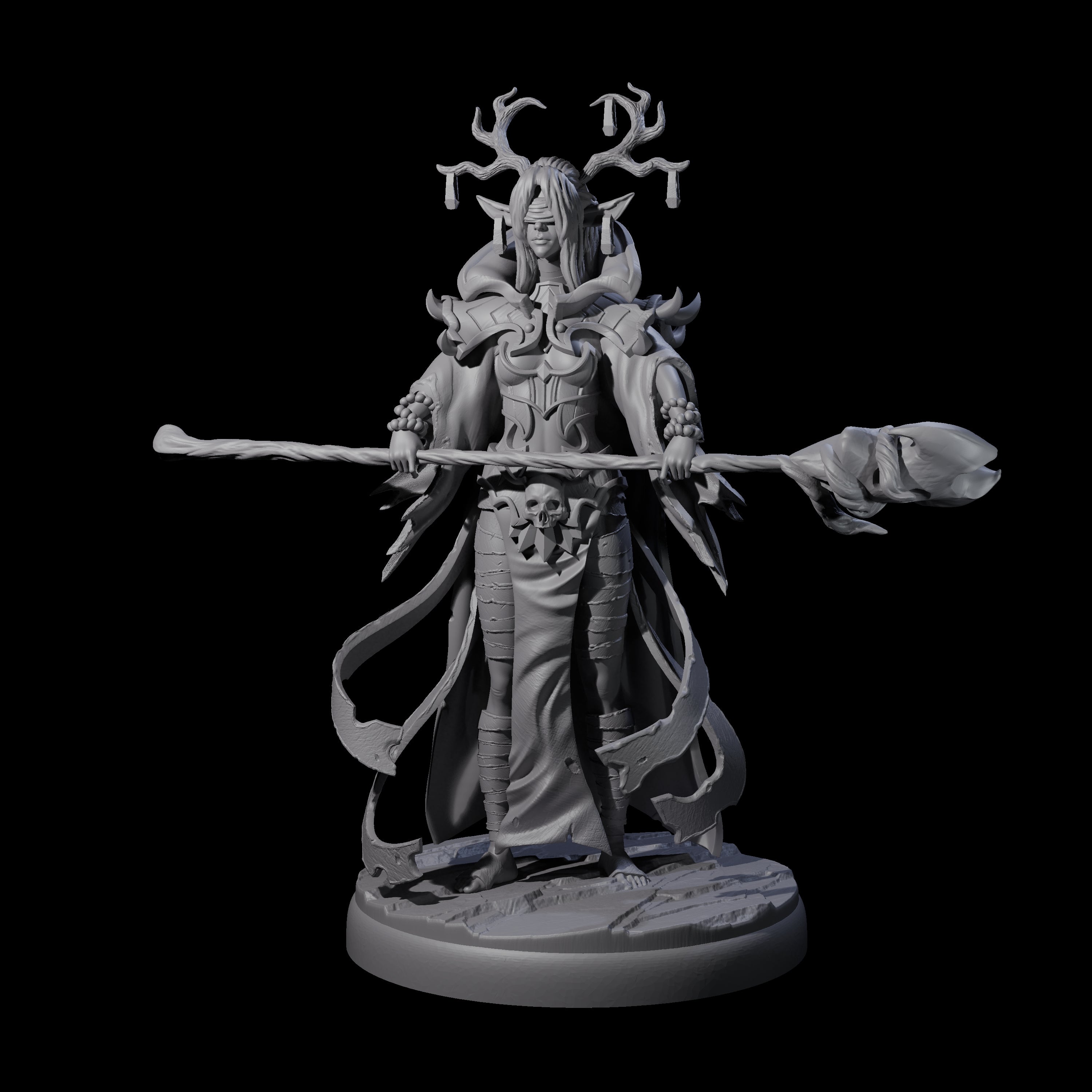 Blindfolded Dark Elf Witch I Miniature for Dungeons and Dragons, Pathfinder or other TTRPGs