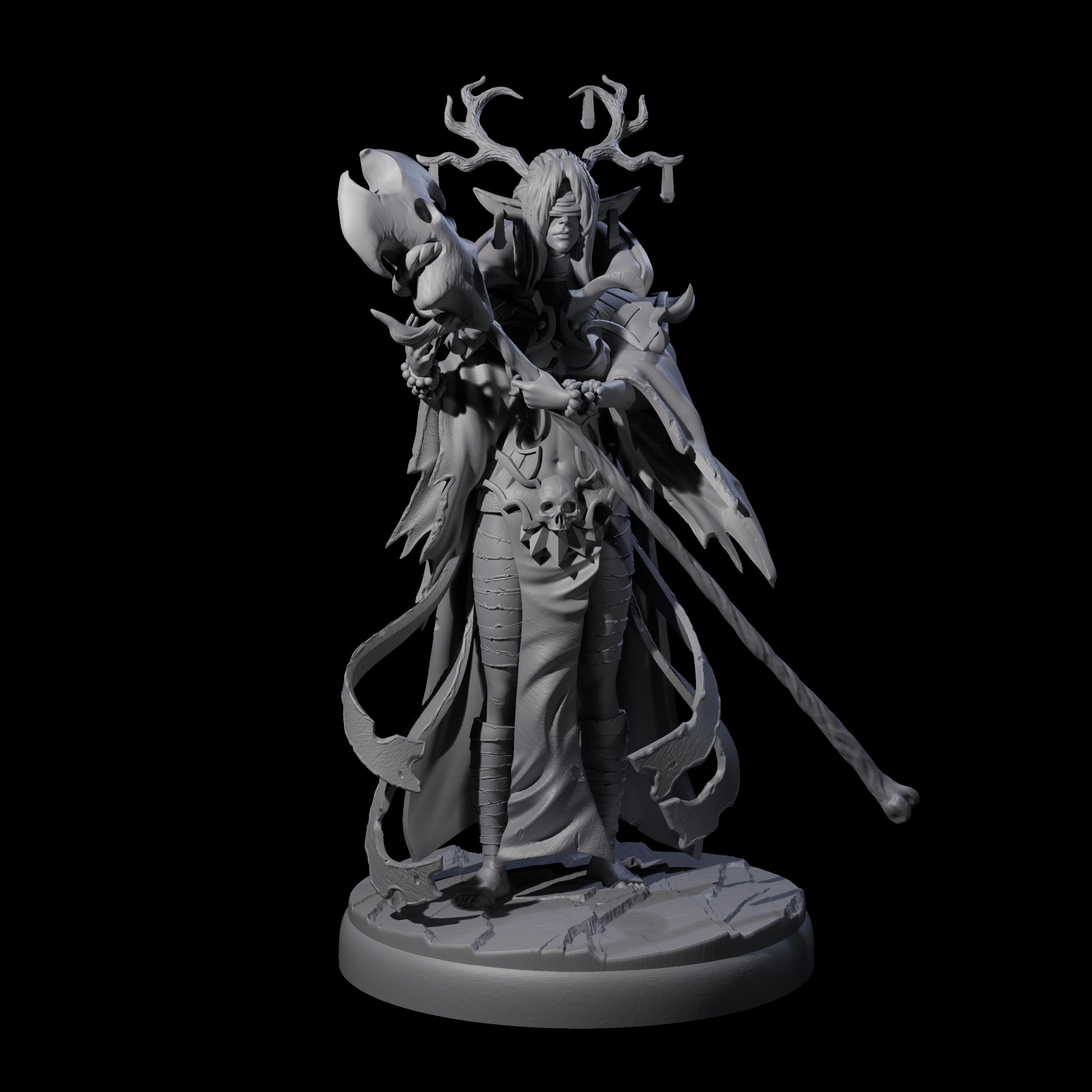 Blindfolded Dark Elf Witch J Miniature for Dungeons and Dragons, Pathfinder or other TTRPGs