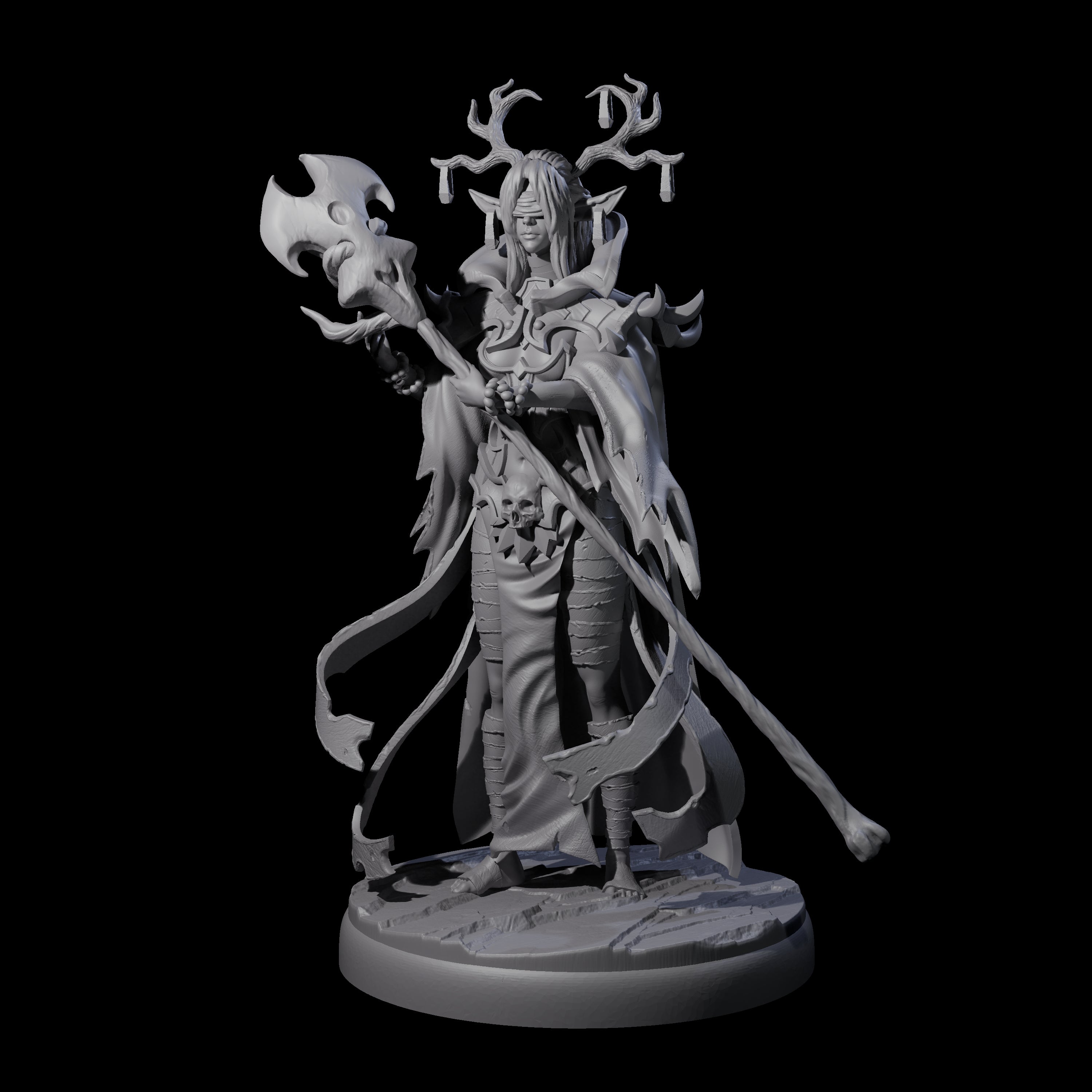 Blindfolded Dark Elf Witch J Miniature for Dungeons and Dragons, Pathfinder or other TTRPGs